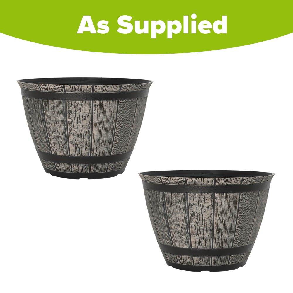 Brown - YouGarden - Pair of Barrel Planters (30cm) - 2