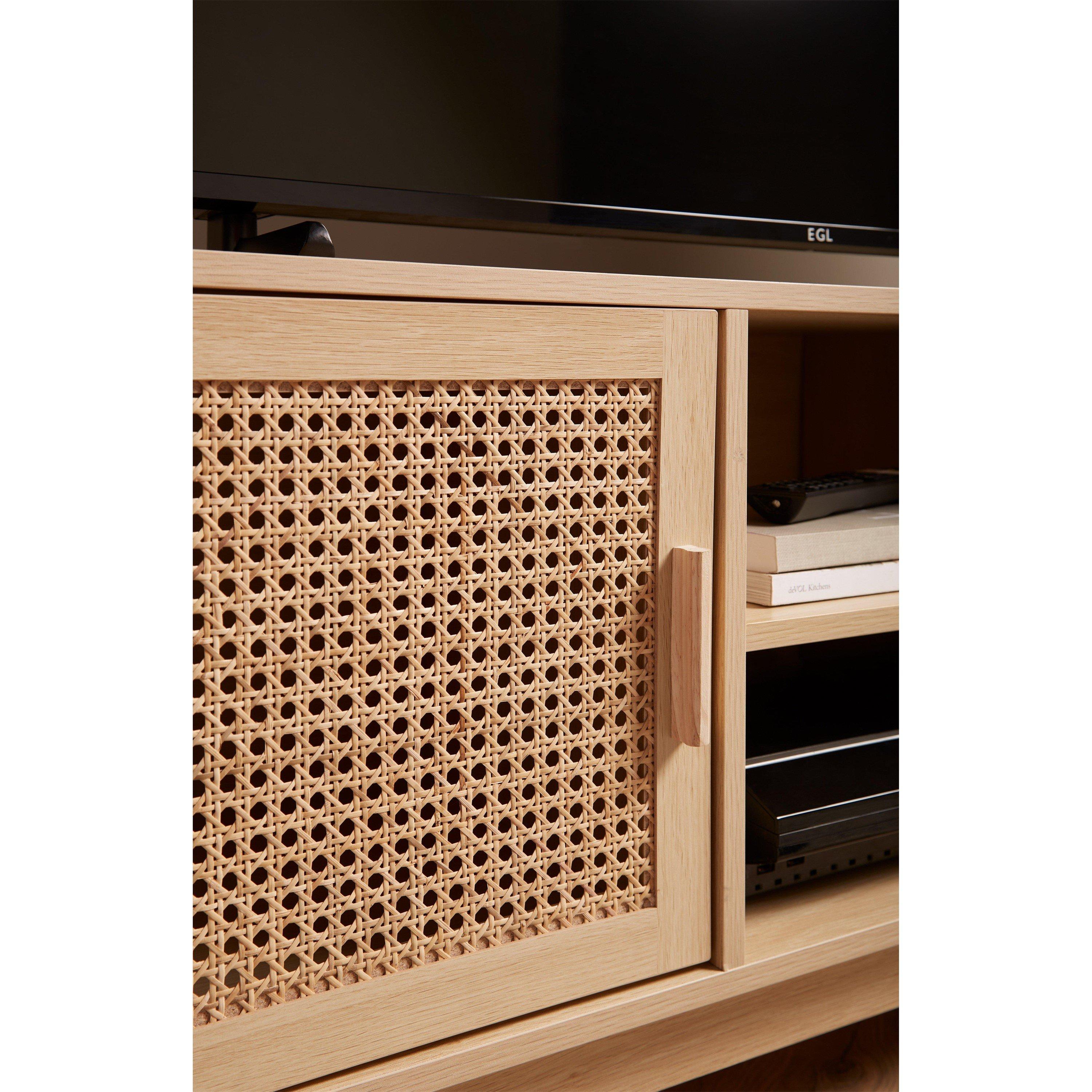Oak - Homelife - Maya Rattan Fronted TV Unit - 3