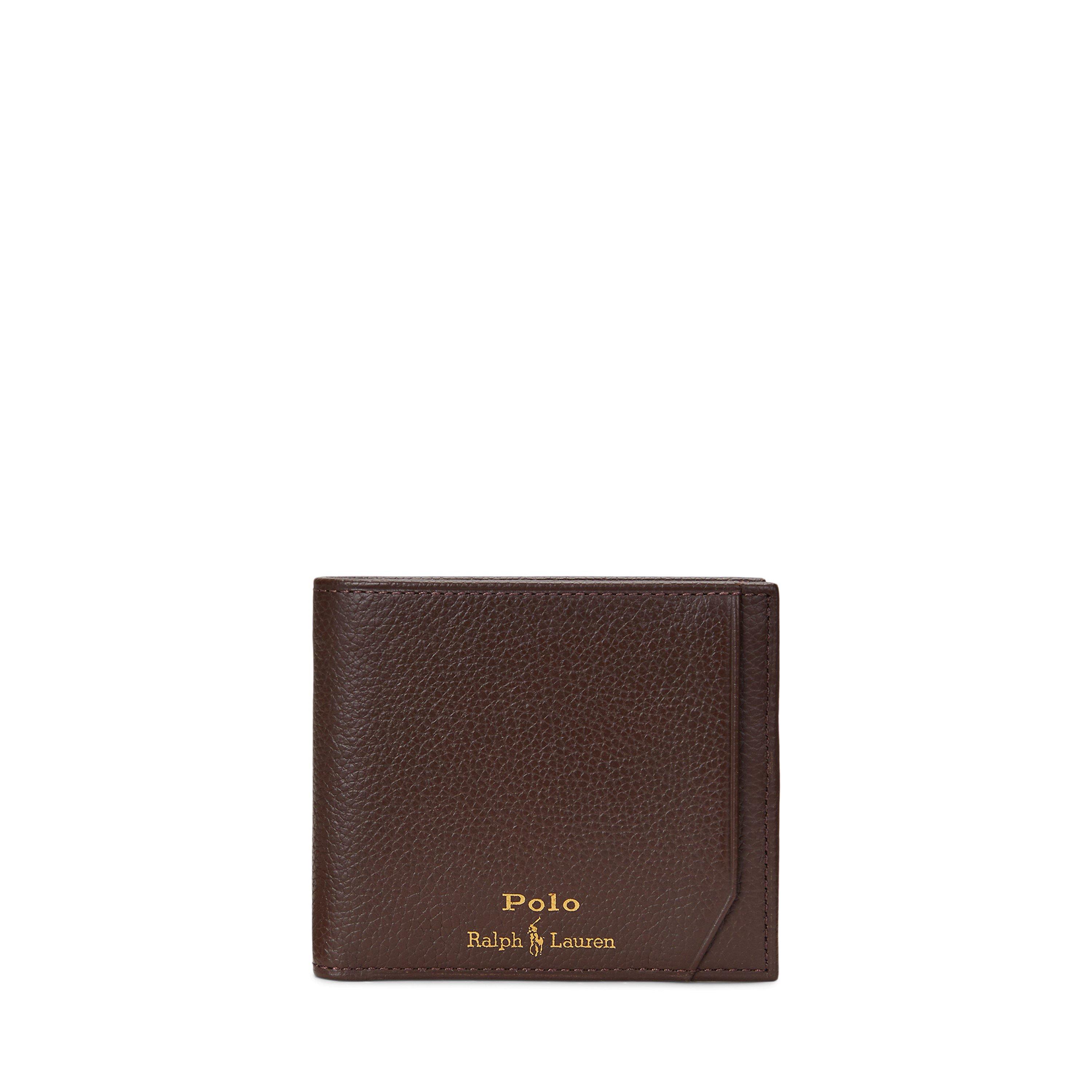 Dark Brown - Polo Ralph Lauren - Pebbled Leather Billfold Wallet - 1