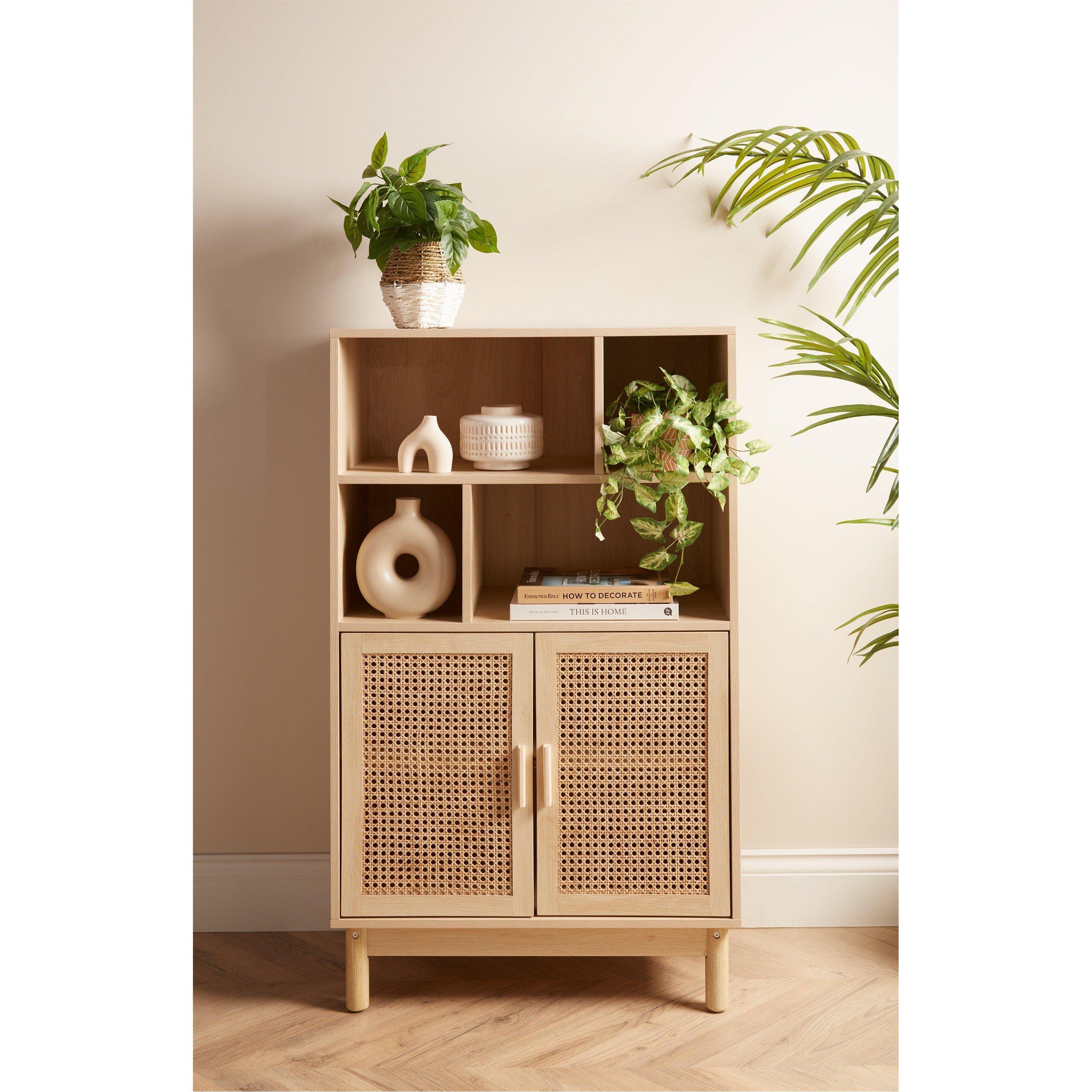 Homelife Maya Rattan Fronted Cupboard with Shelves