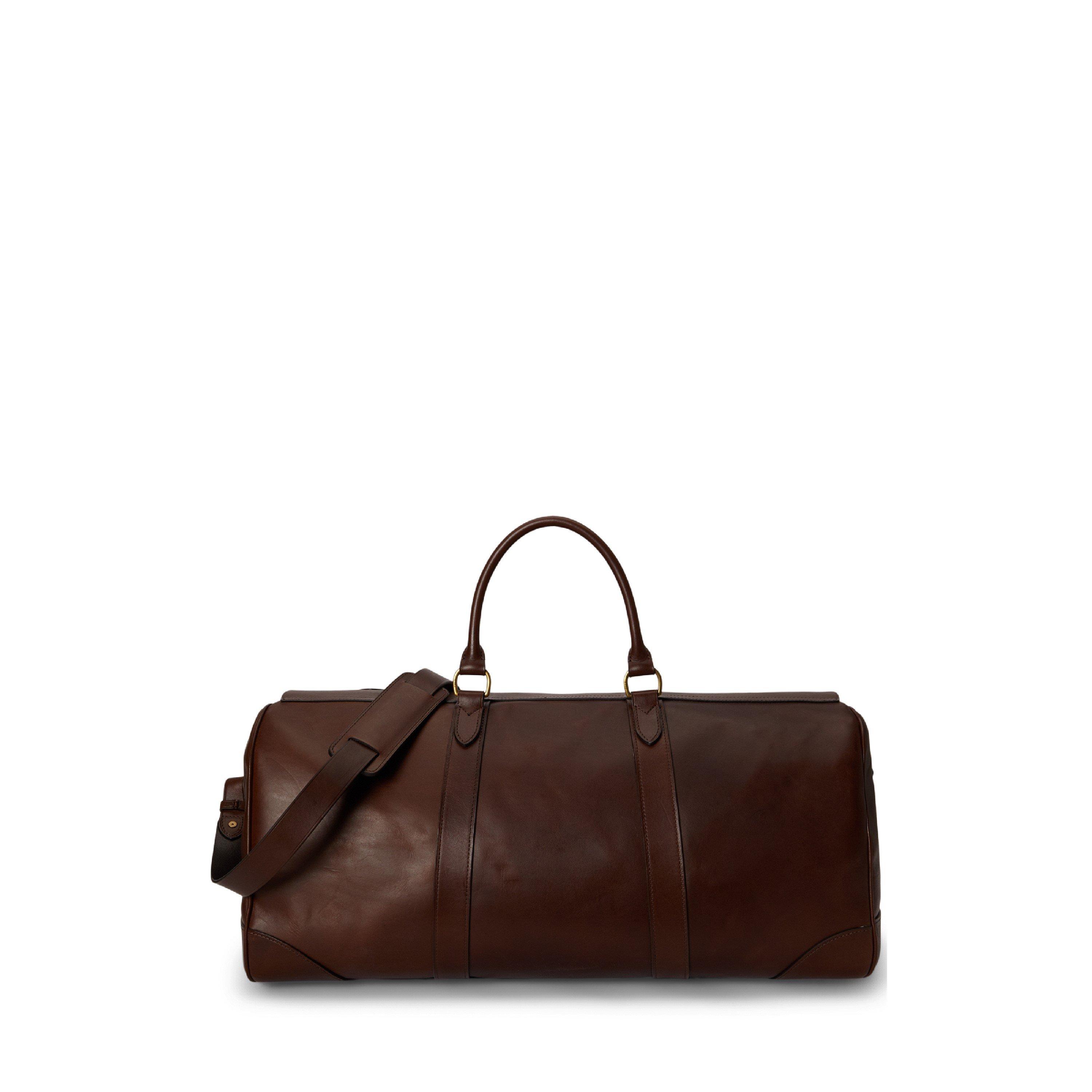 Burnished Brown - Polo Ralph Lauren - Heritage Lock Leather Large Duffel Bag - 2