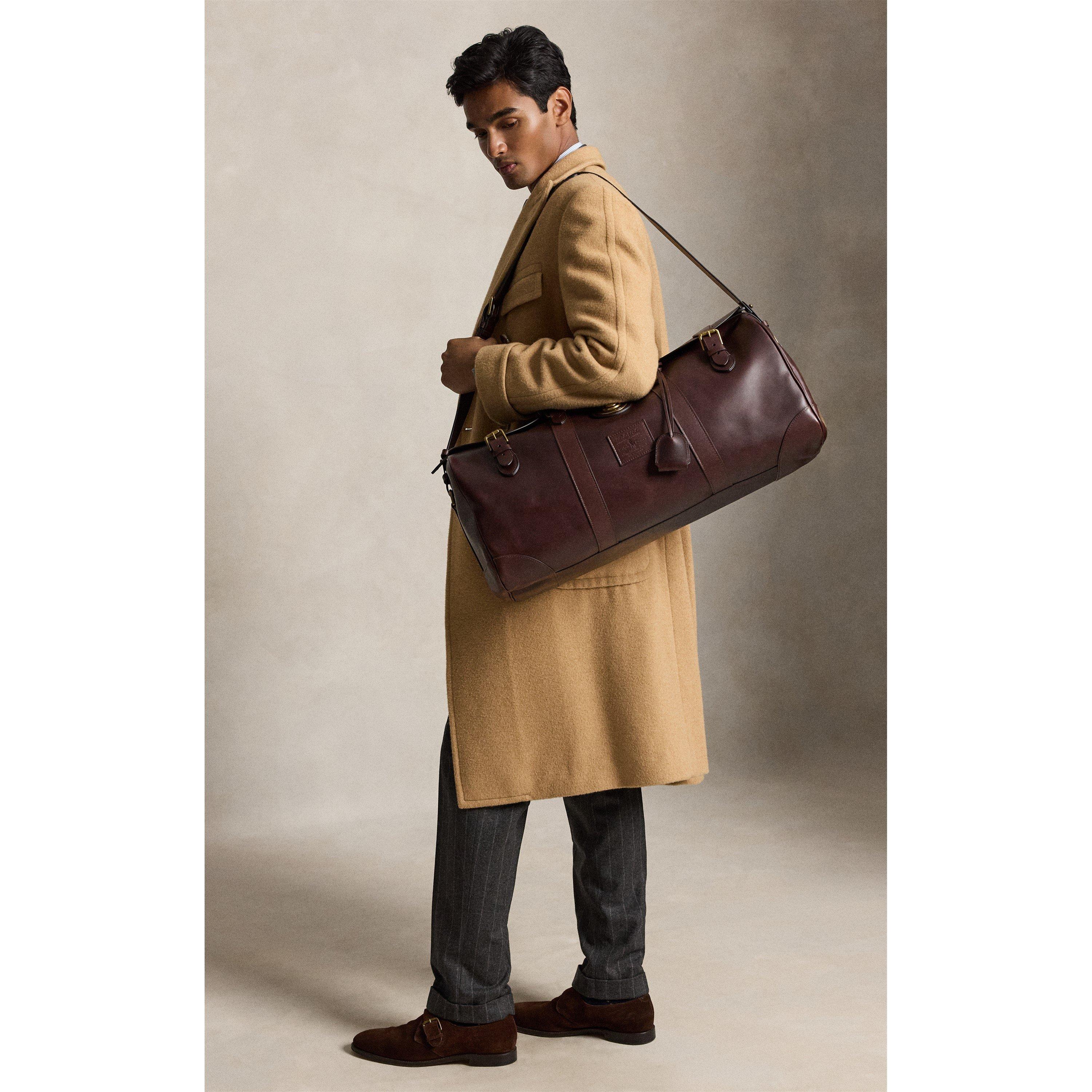 Burnished Brown - Polo Ralph Lauren - Heritage Lock Leather Large Duffel Bag - 3