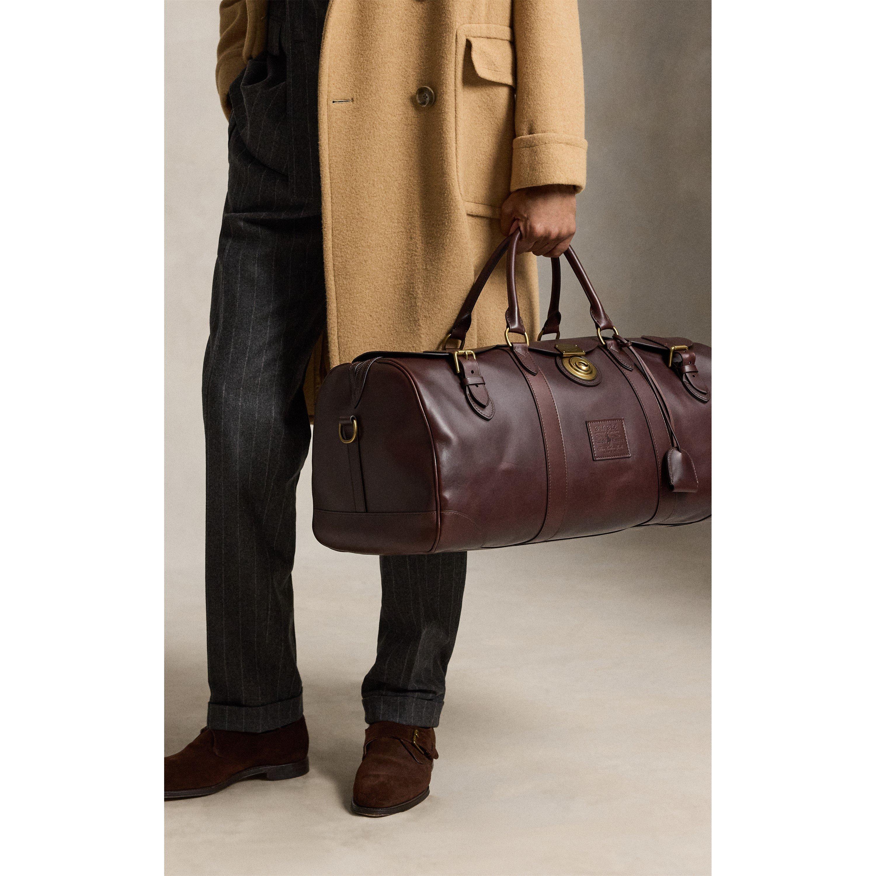 Burnished Brown - Polo Ralph Lauren - Heritage Lock Leather Large Duffel Bag - 4