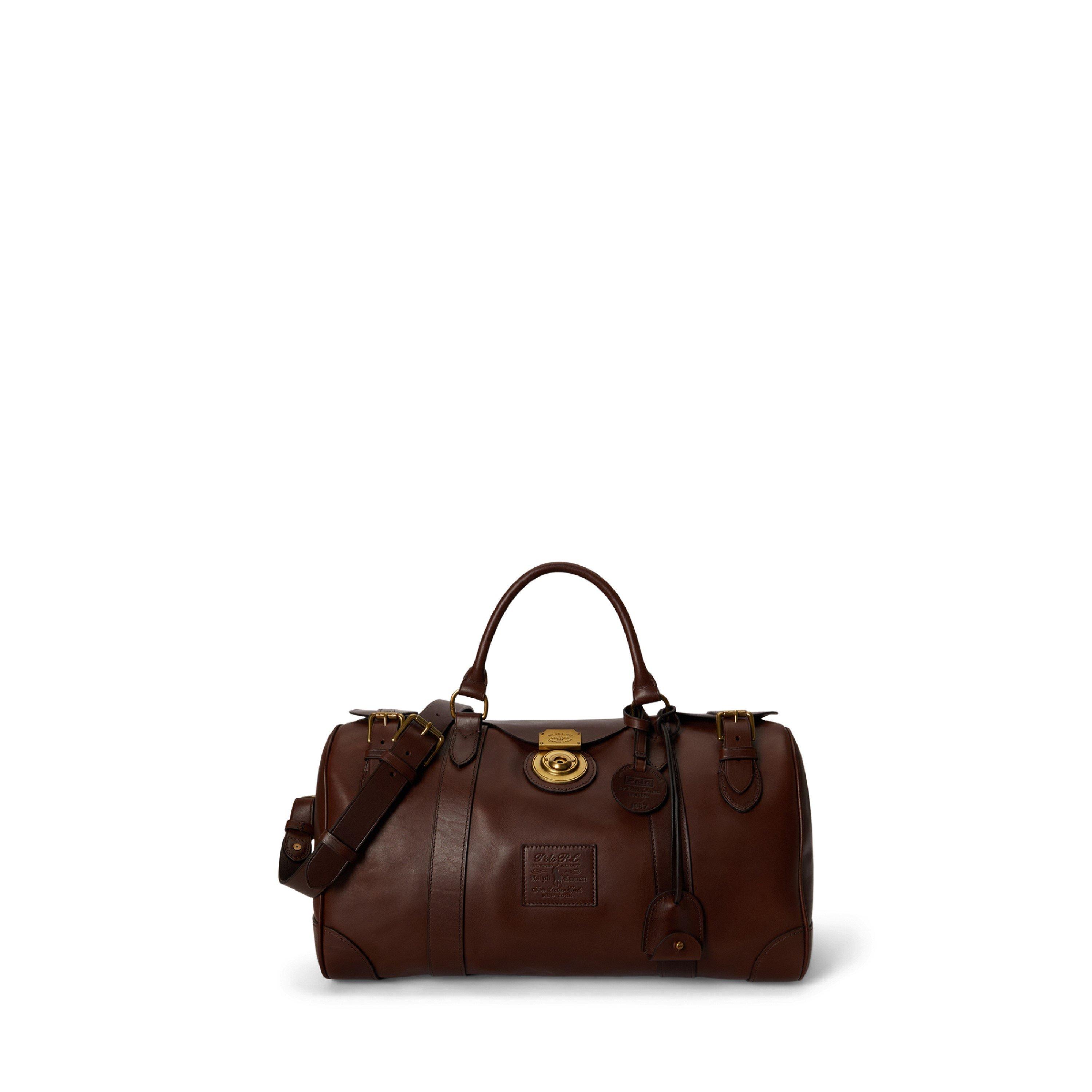 Burnished Brown - Polo Ralph Lauren - Heritage Lock Leather Small Duffel Bag - 1