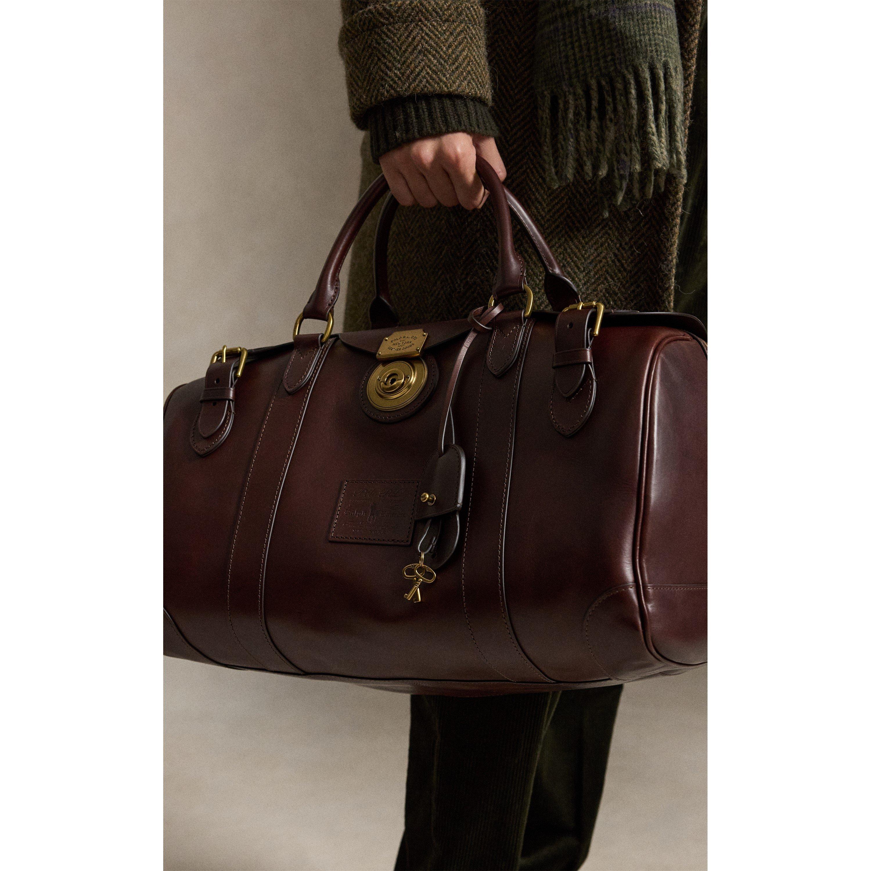 Burnished Brown - Polo Ralph Lauren - Heritage Lock Leather Small Duffel Bag - 4