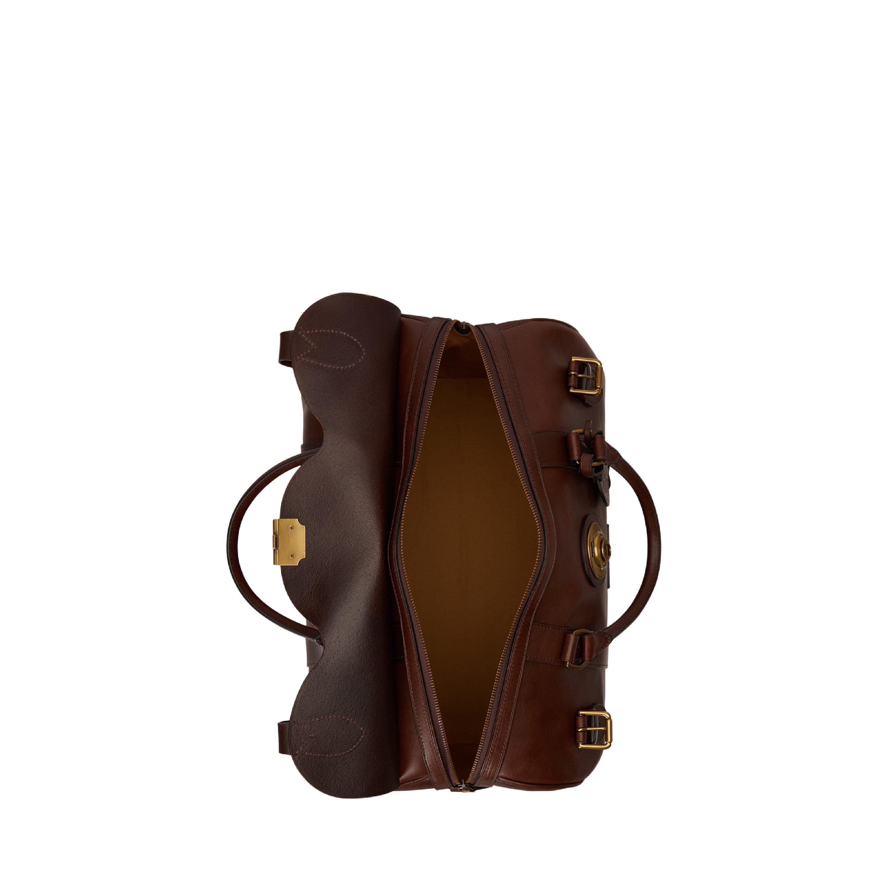 Burnished Brown - Polo Ralph Lauren - Heritage Lock Leather Small Duffel Bag - 6