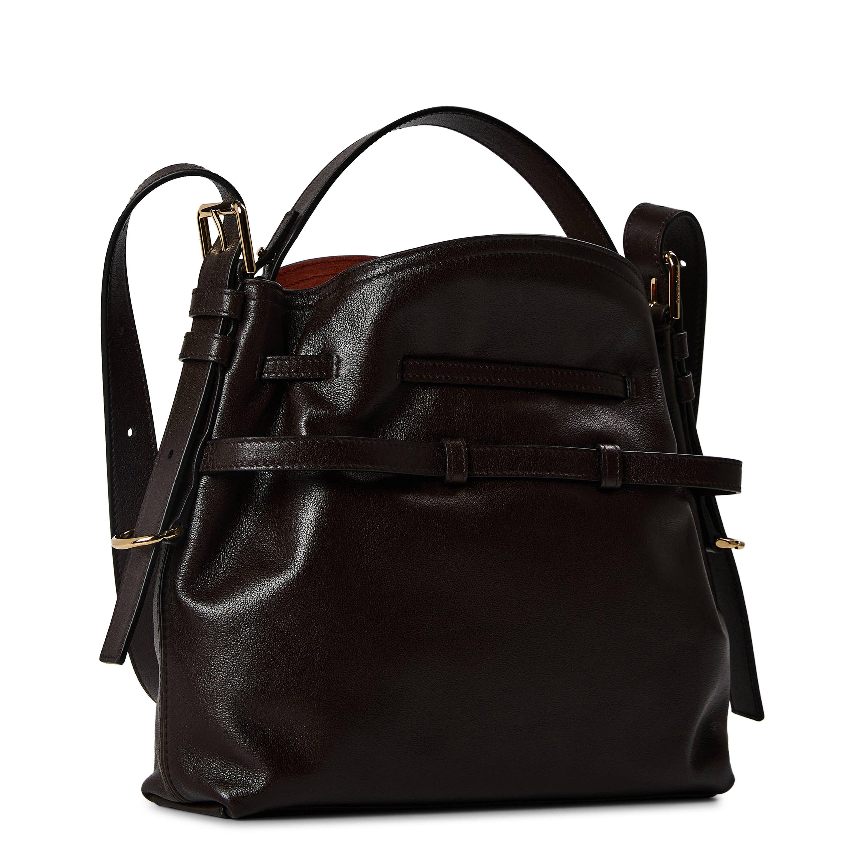 Chocolate - GIVENCHY - Women's Voyou Small Leather Bucket Bag - 2