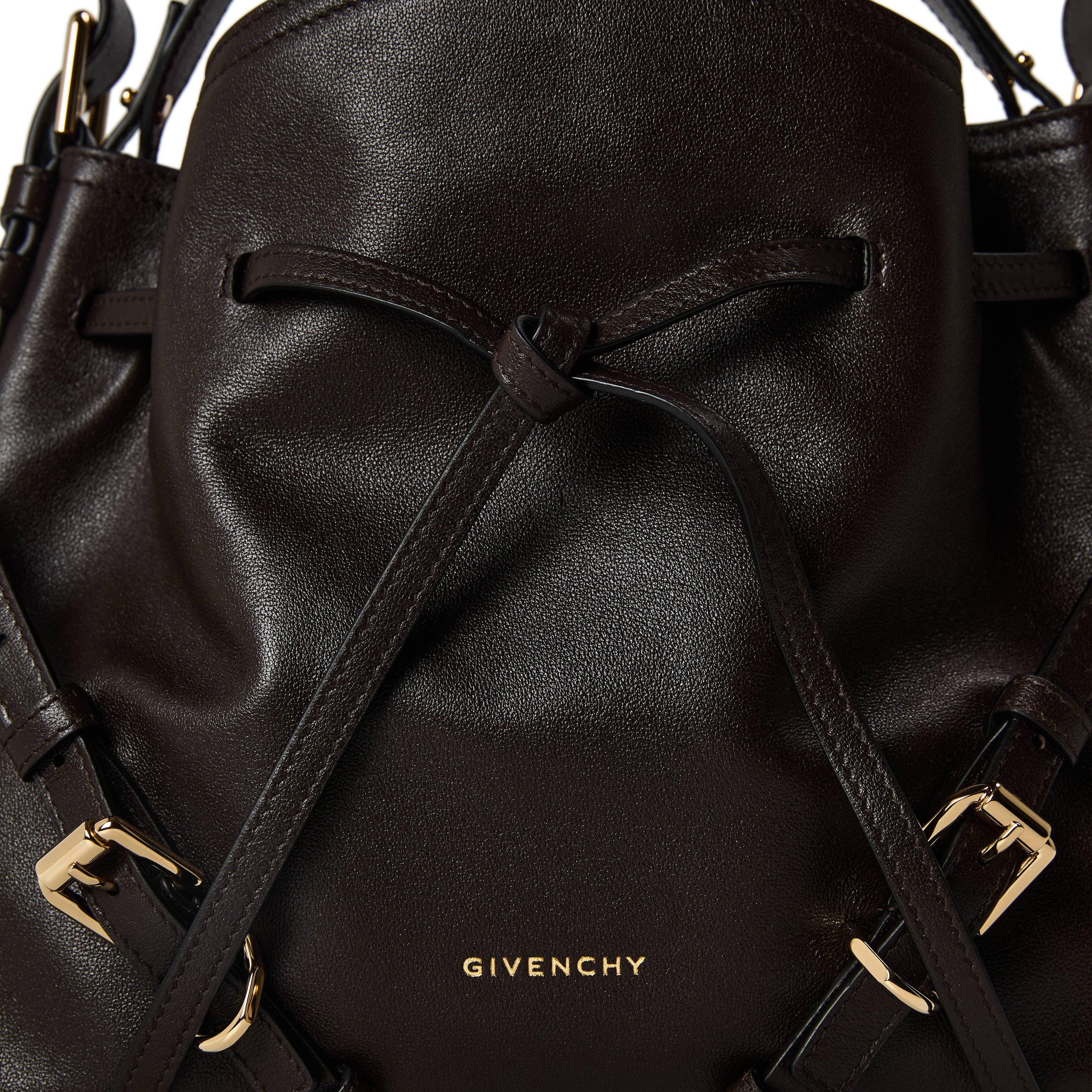 Chocolate - GIVENCHY - Women's Voyou Small Leather Bucket Bag - 3
