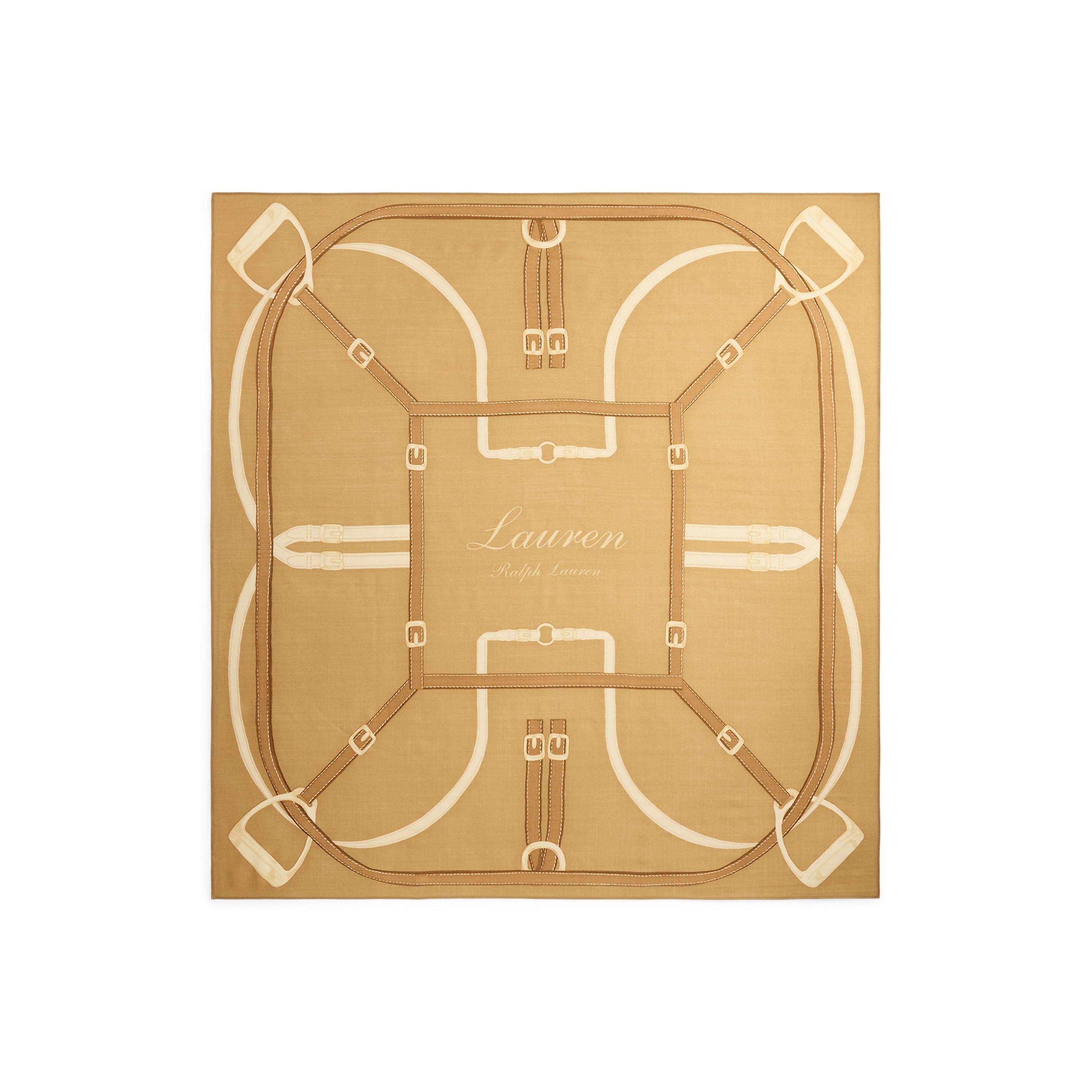 LAUREN CAMEL - Lauren by Ralph Lauren - Women's Large Logo Square Cotton Lightweight Scarf - 2
