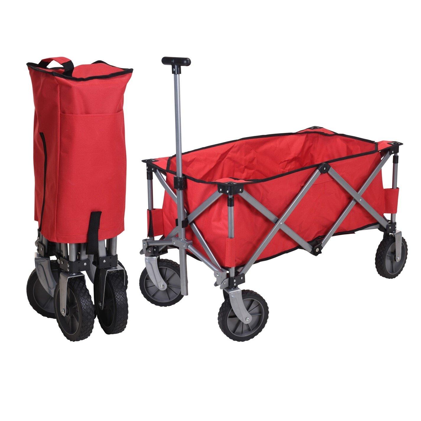 Red - Redcliffs - Foldable Beach Trolley Wagon - 1
