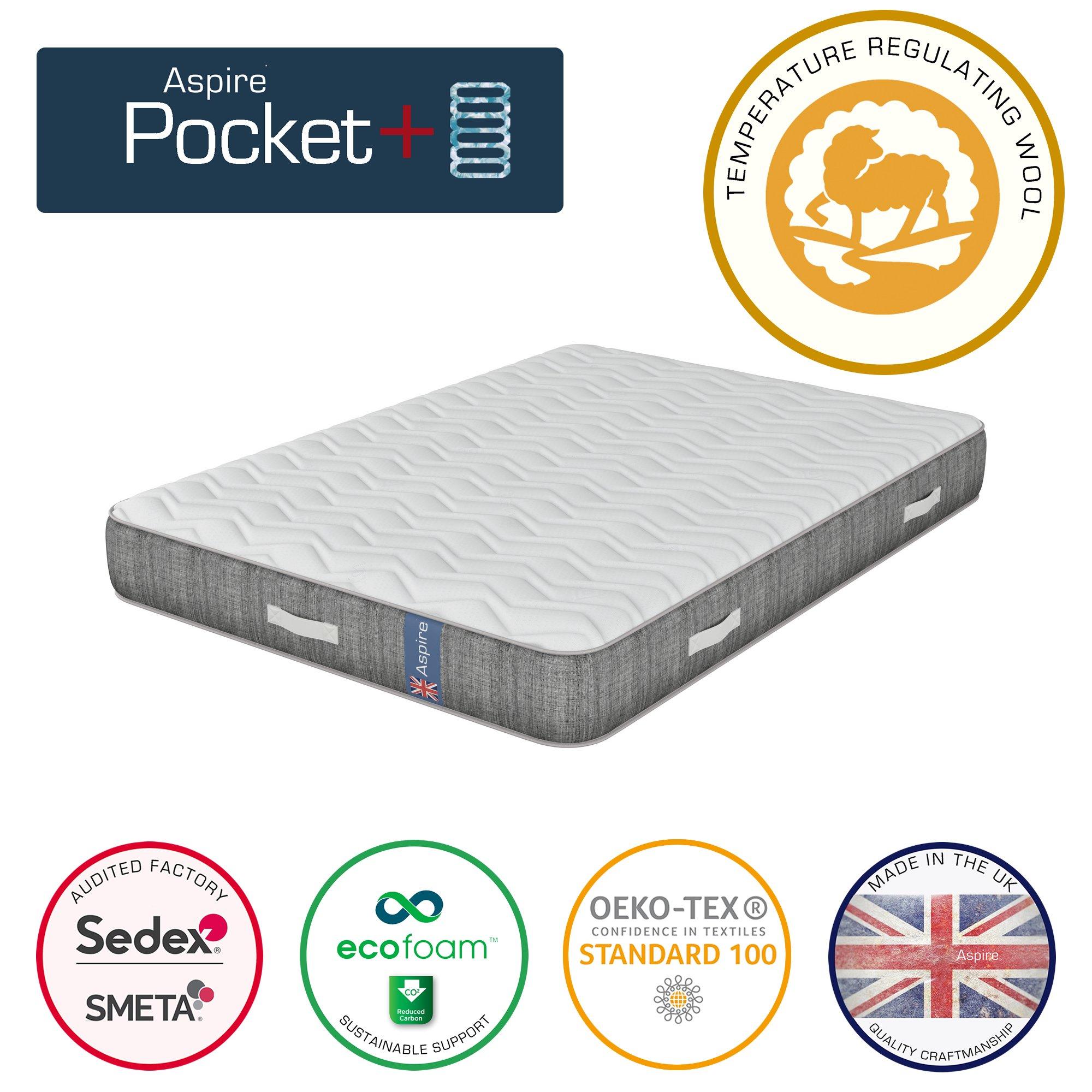 White - Aspire - Pocket Sprung Mattress with British Wool Fillings - 2