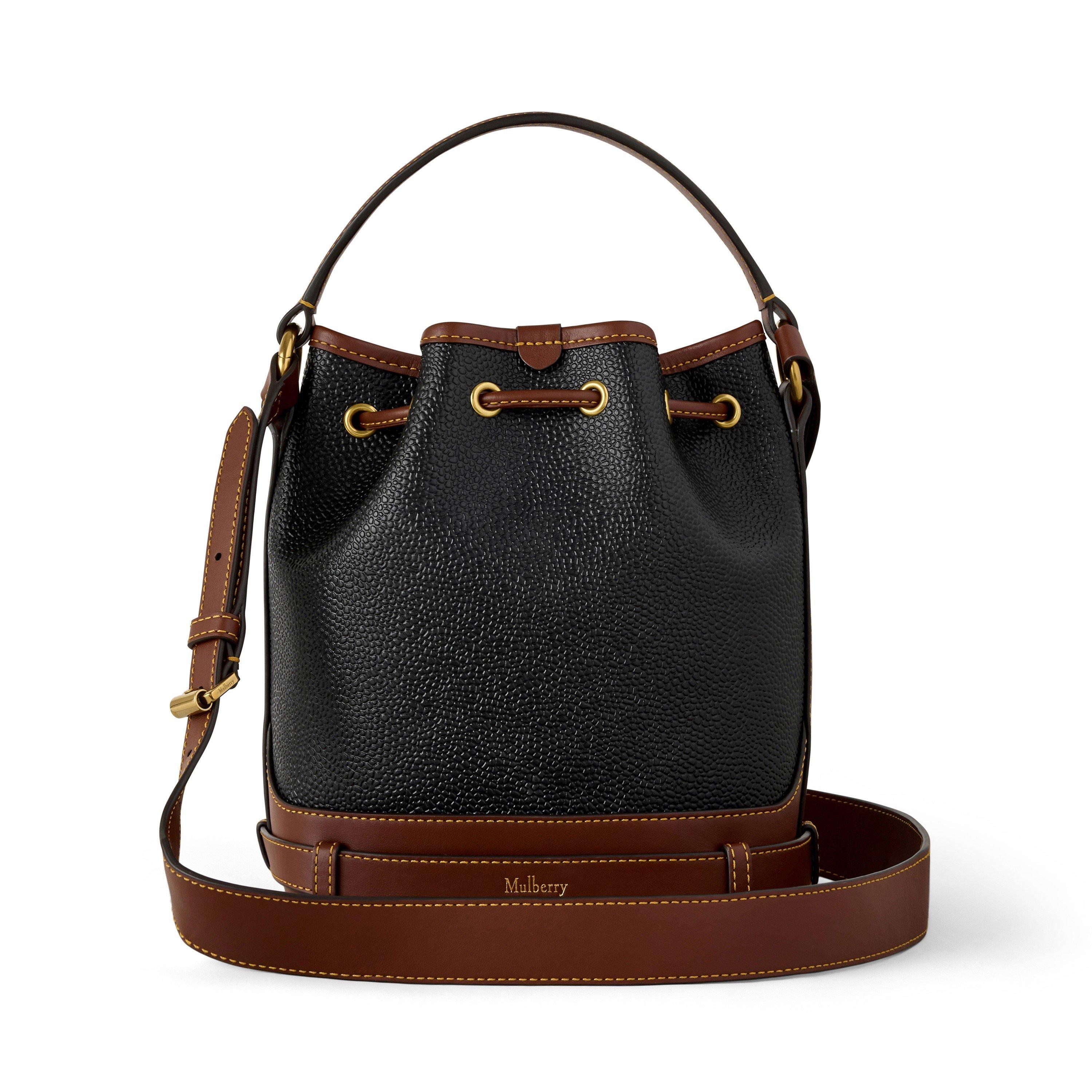 Black-Cognac - Mulberry - Women's Scotchgrain Small Leather Bucket Bag - 2