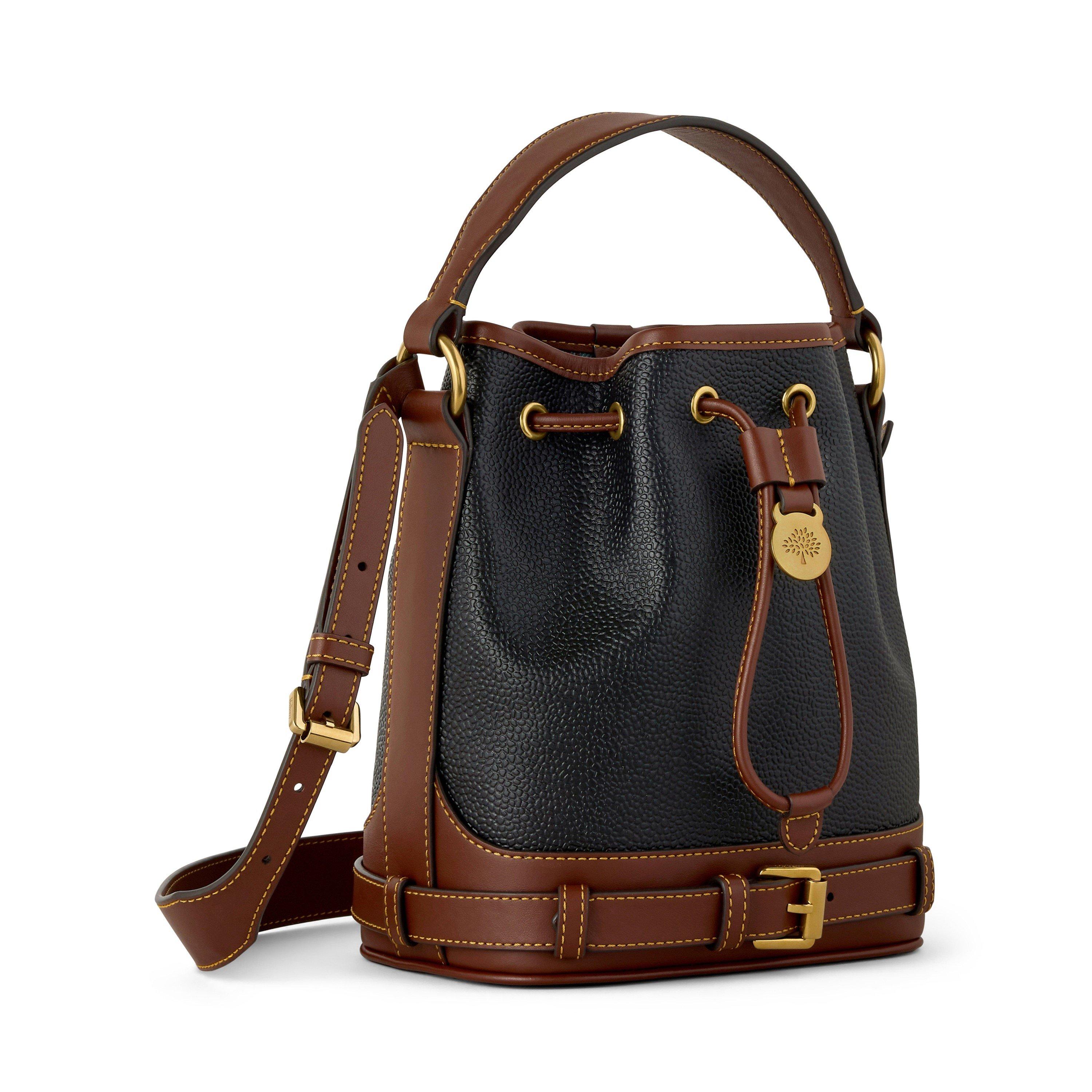 Black-Cognac - Mulberry - Women's Scotchgrain Small Leather Bucket Bag - 3