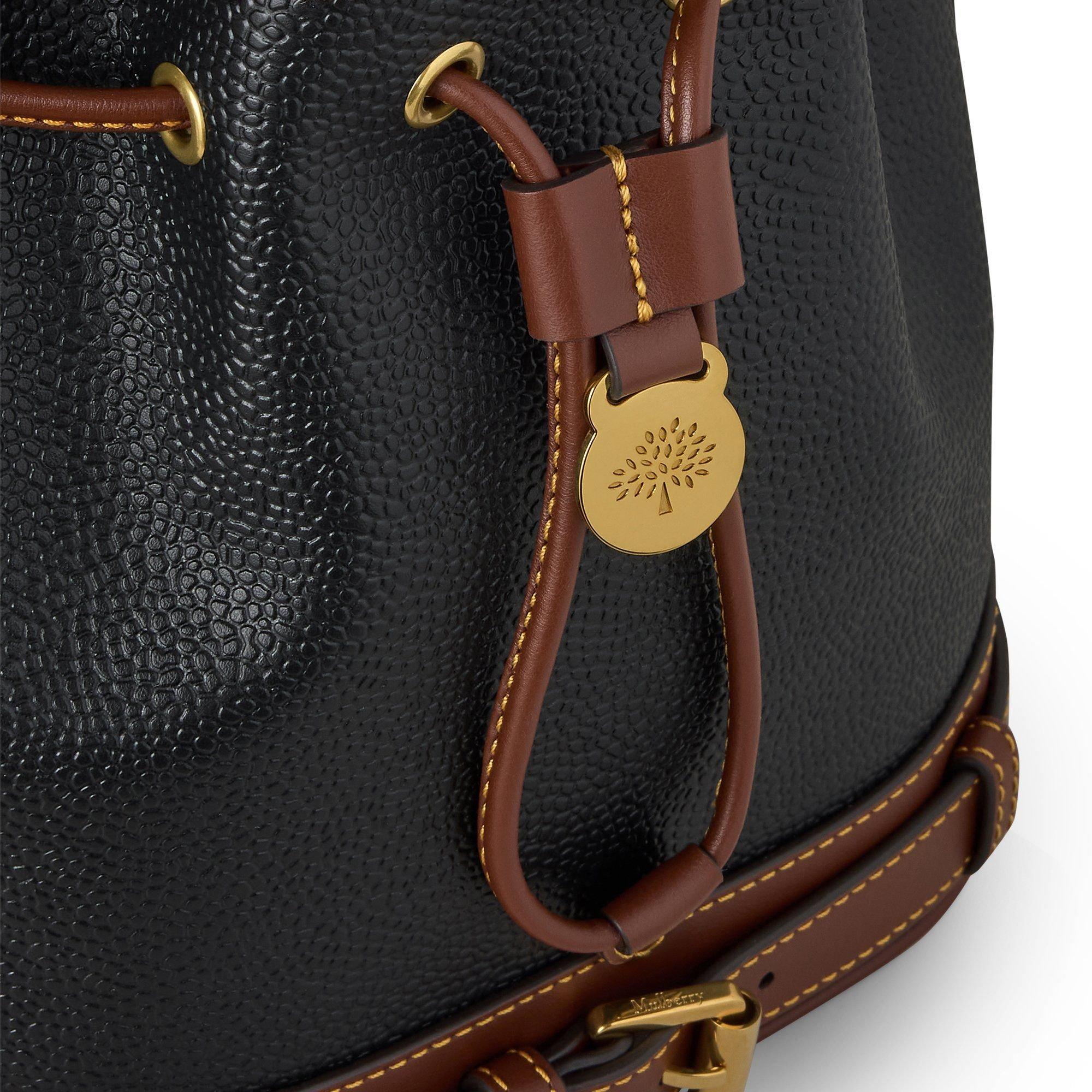 Black-Cognac - Mulberry - Women's Scotchgrain Small Leather Bucket Bag - 4