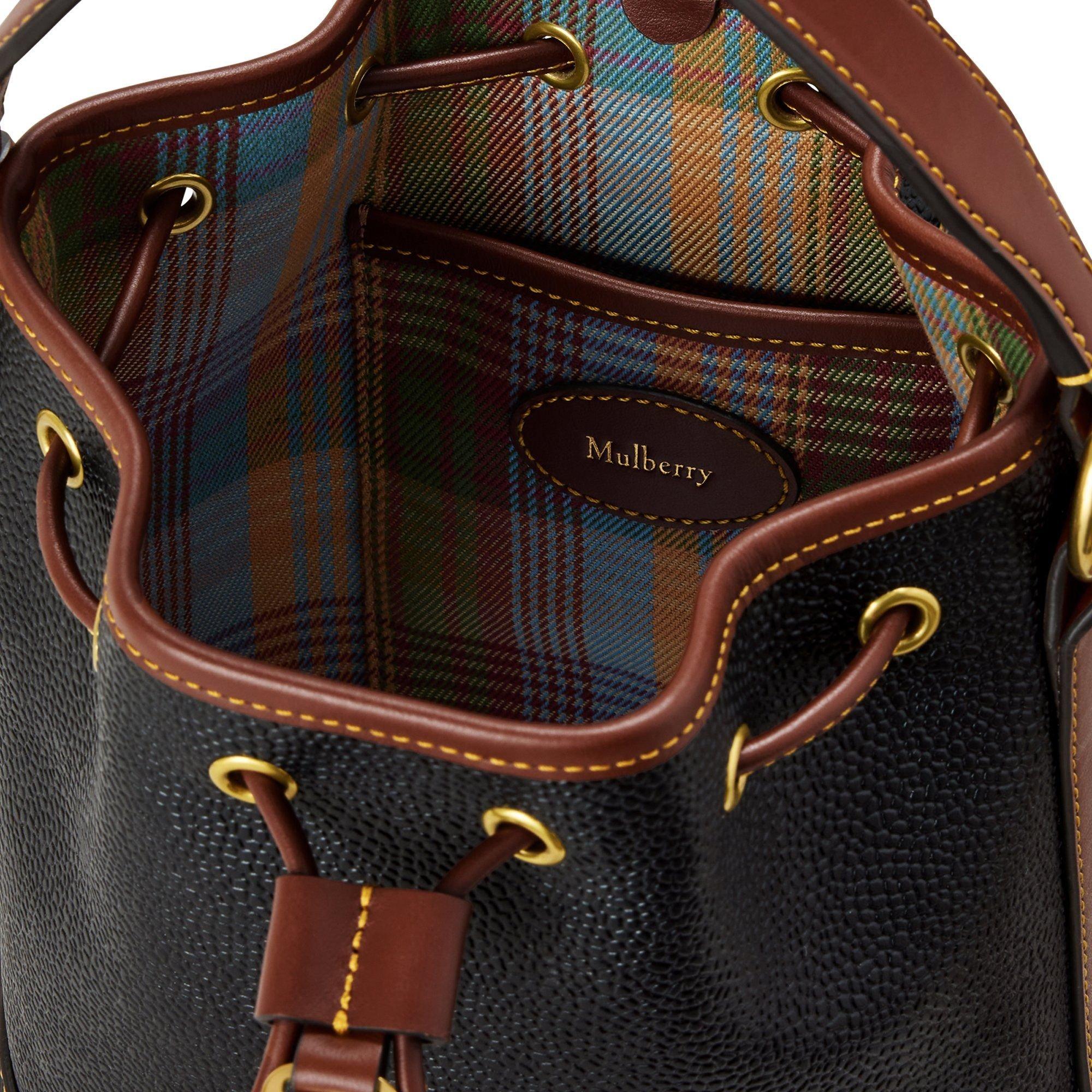 Black-Cognac - Mulberry - Women's Scotchgrain Small Leather Bucket Bag - 5