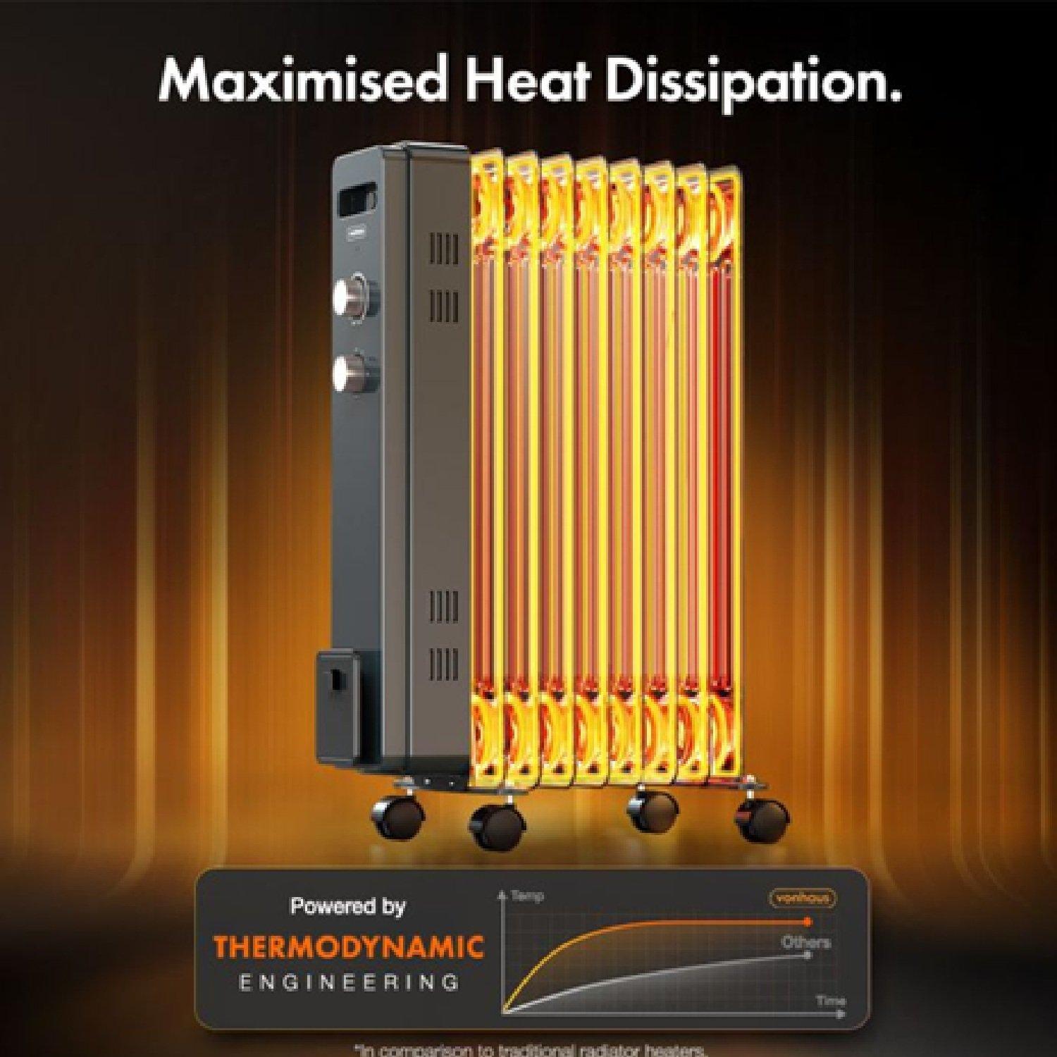 Grey - VonHaus - 9 Fin Oil Filled Radiator 2000W - 4