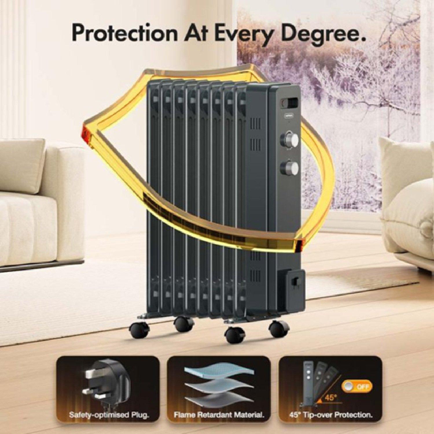 Grey - VonHaus - 9 Fin Oil Filled Radiator 2000W - 7