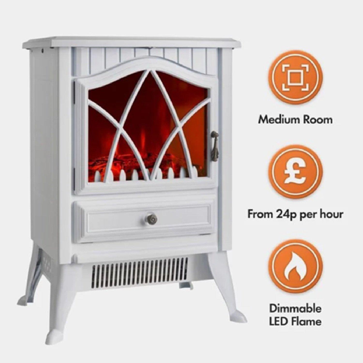 White - VonHaus - Black Stove Heater 1800W - 2