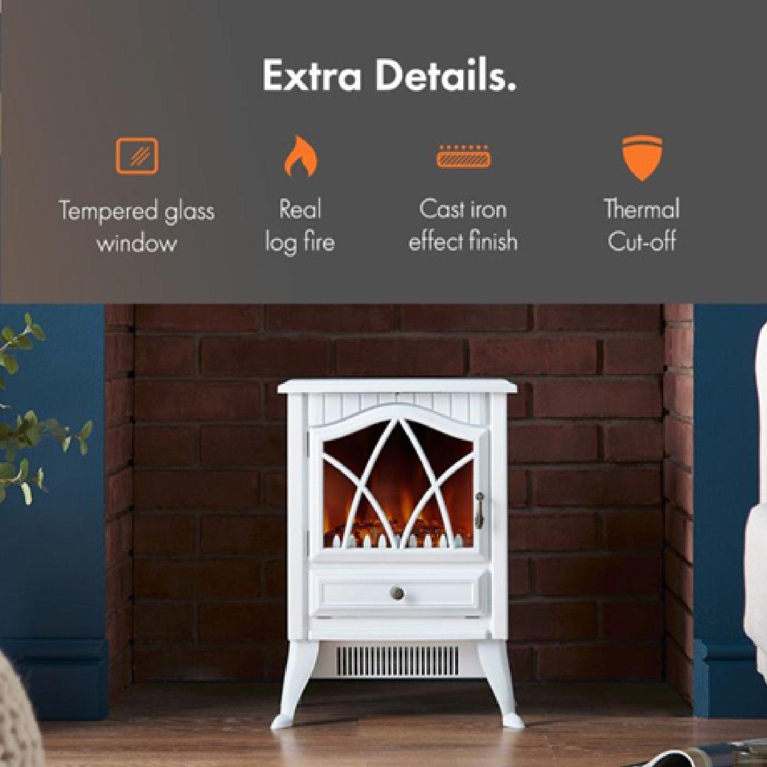 White - VonHaus - Black Stove Heater 1800W - 6