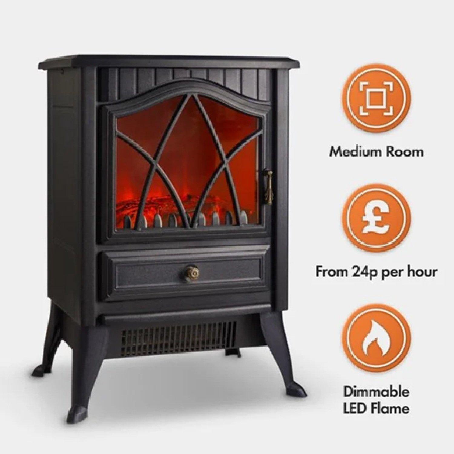 Black - VonHaus - Black Stove Heater 1800W - 2