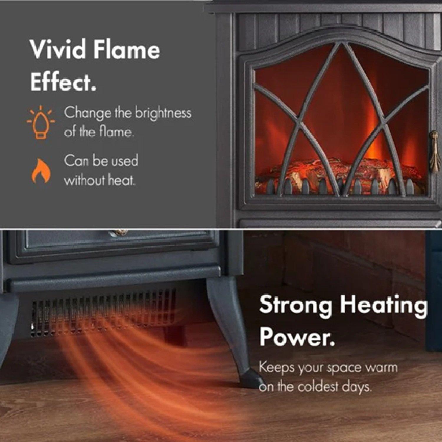 Black - VonHaus - Black Stove Heater 1800W - 3