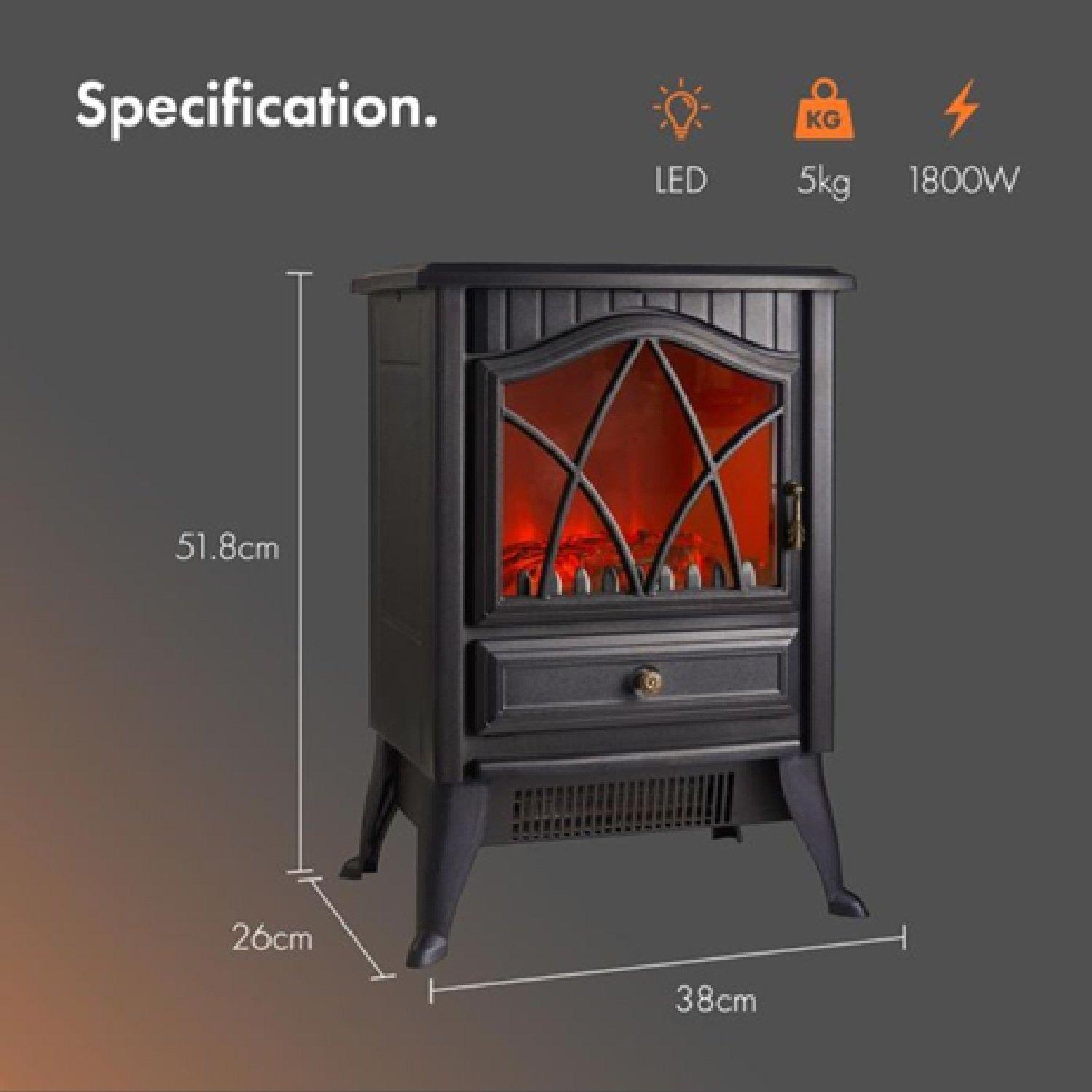 Black - VonHaus - Black Stove Heater 1800W - 7