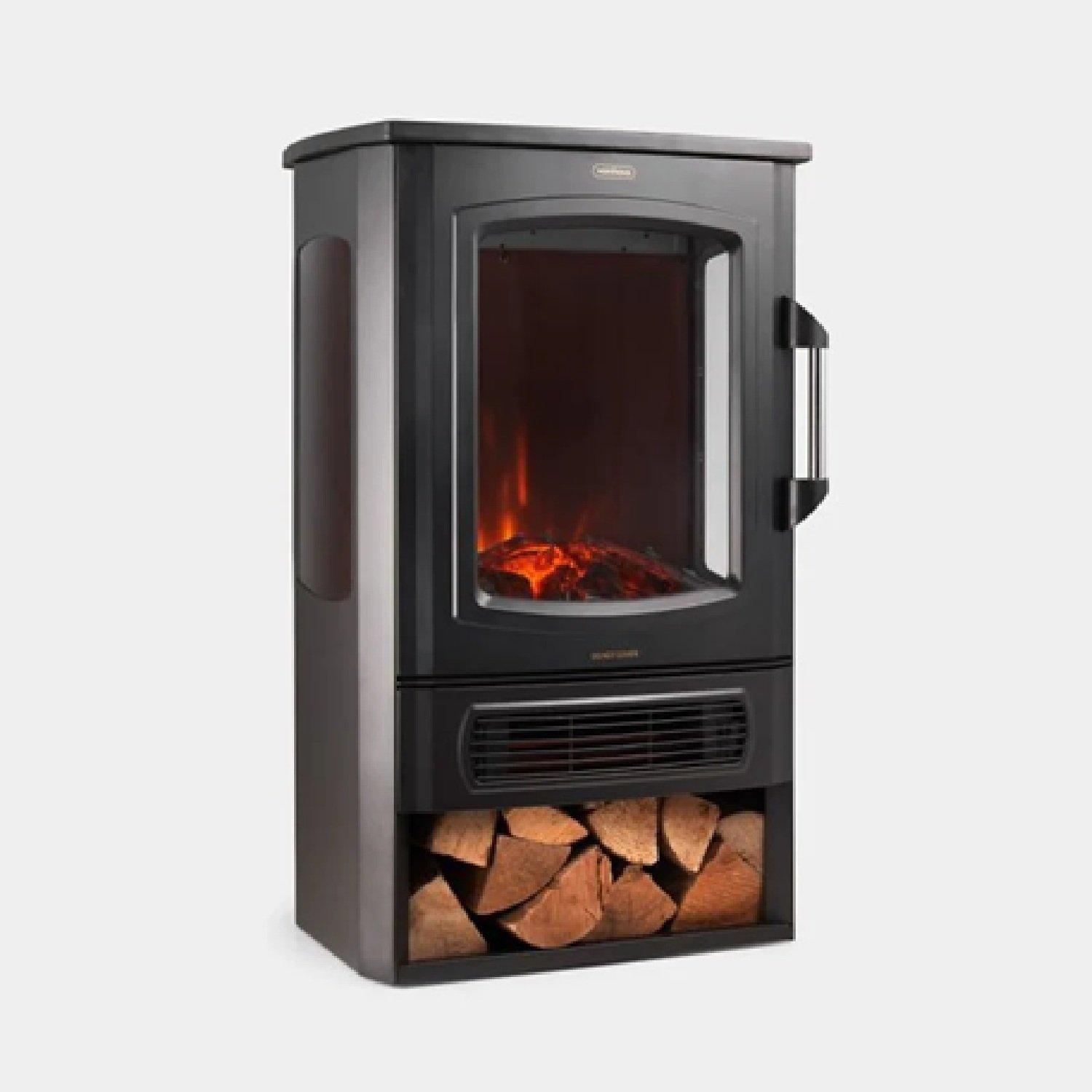 Black - VonHaus - Electric Stove & Log Store - 1