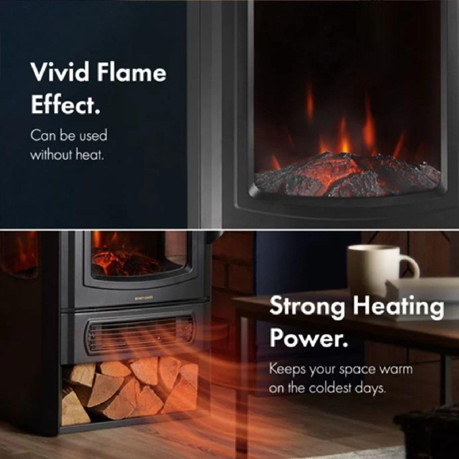 Black - VonHaus - Electric Stove & Log Store - 4