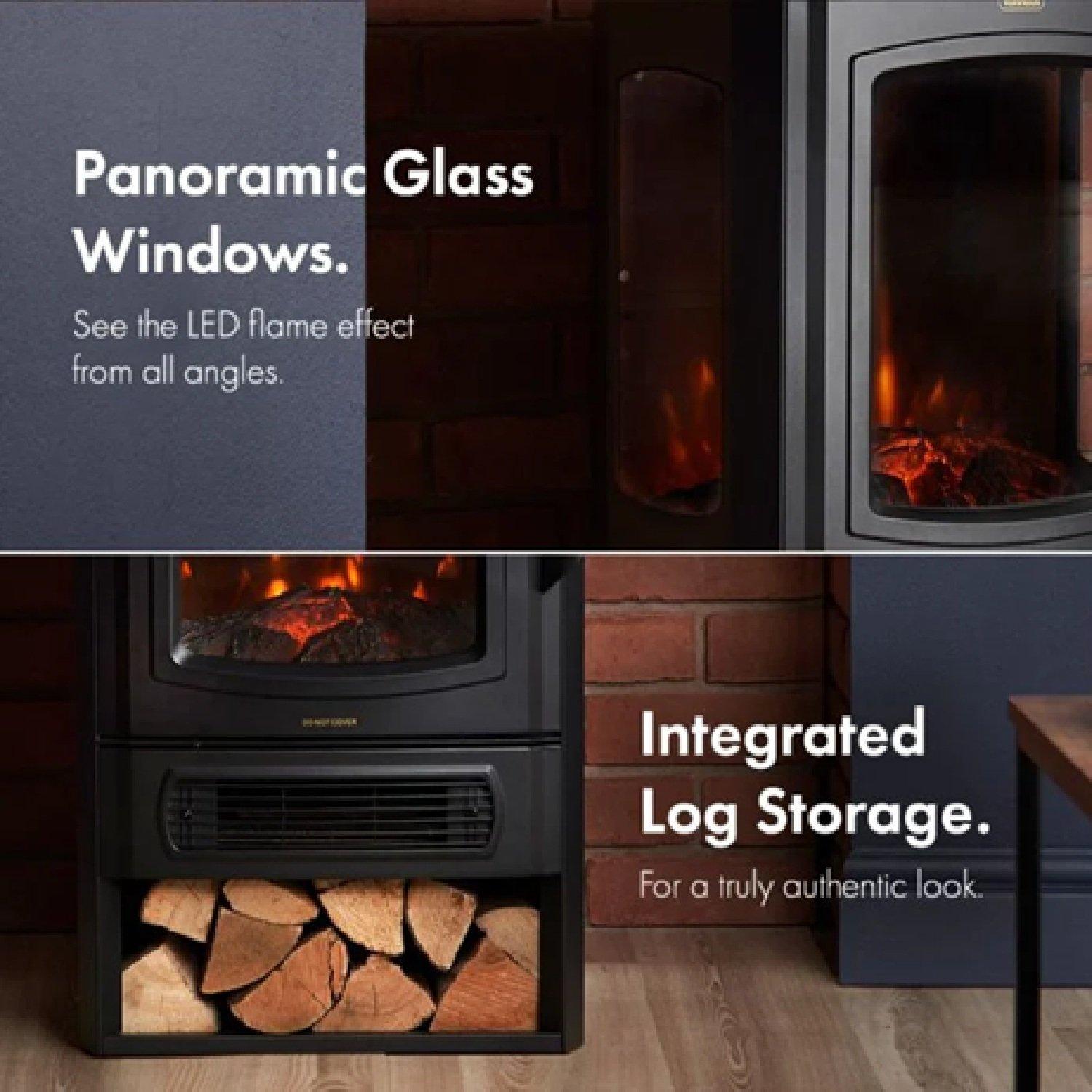 Black - VonHaus - Electric Stove & Log Store - 5