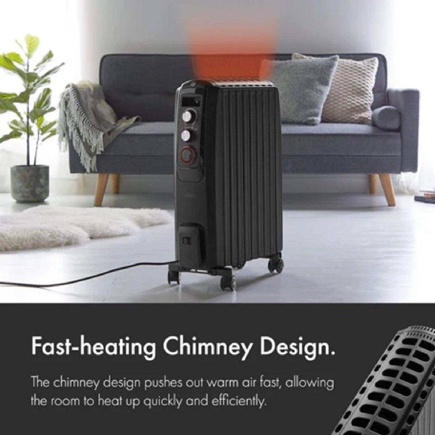 Black - VonHaus - Oil Filled Radiator with Closed Fins - 2000W - 6