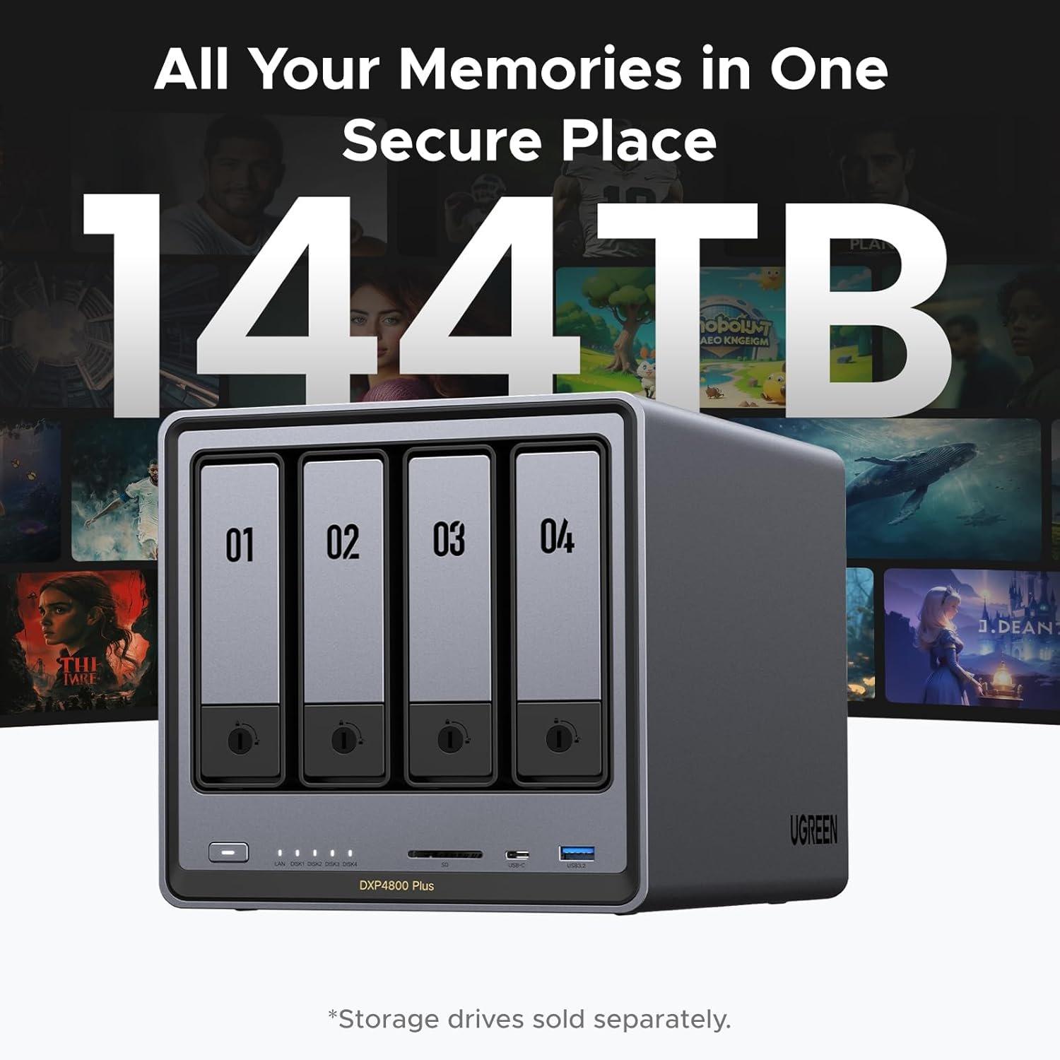 Black - UGREEN - NASync DXP4800 Plus (Diskless) UK Network Attached Storage - 3