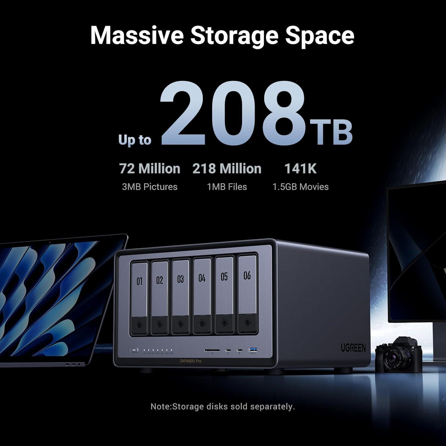 Black - UGREEN - NASync DXP6800 Pro Network Attached Storage - 4