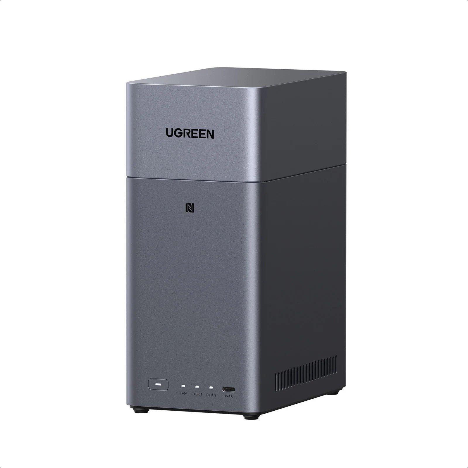 Black - UGREEN - DH2300 Plus Grey Diskless UK + HDMI Cable - NAS (Network Attached Storage) drive - 1