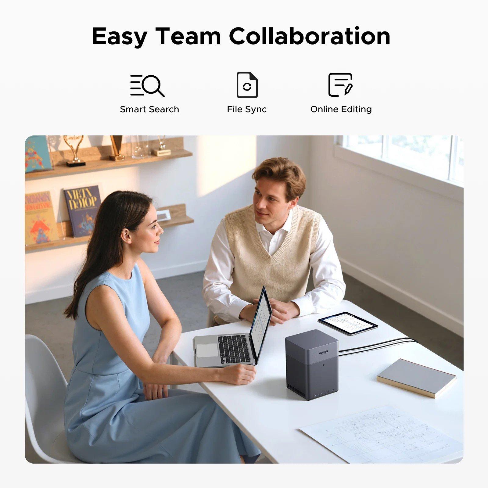 Black - UGREEN - NASync DH4300 Plus Grey Diskless UK + HDMI Cable (NAS) Network Attached Storage - 8