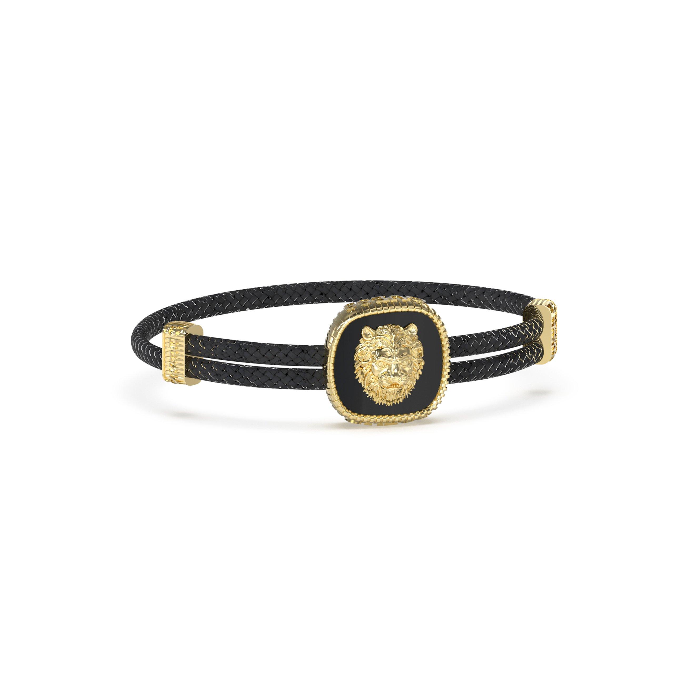 Gold/Black - Guess - Men's Lion King Leather Bracelet