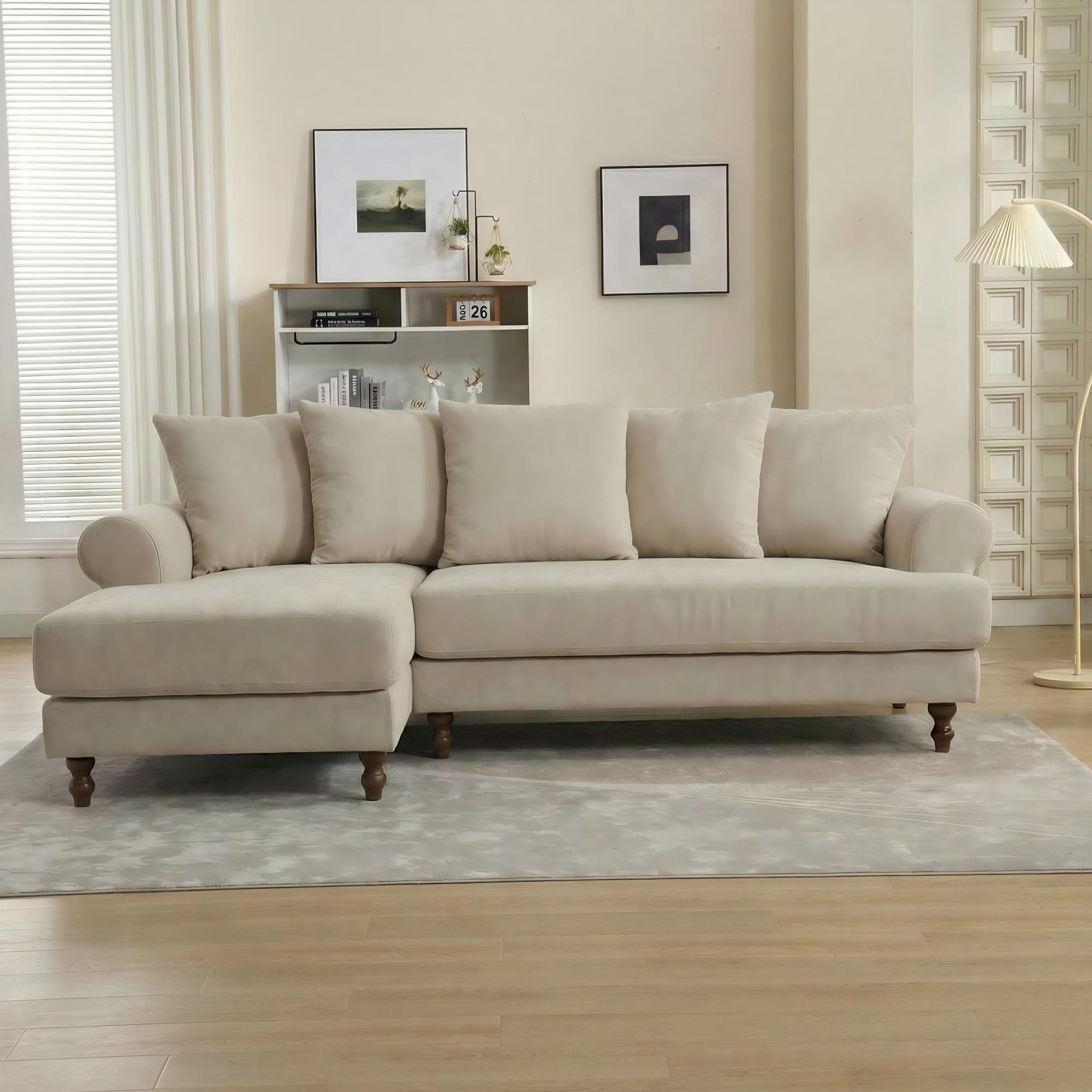 Biege Chenille - Biba - Freddy L Shaped Corner Chenille Sofa - 1