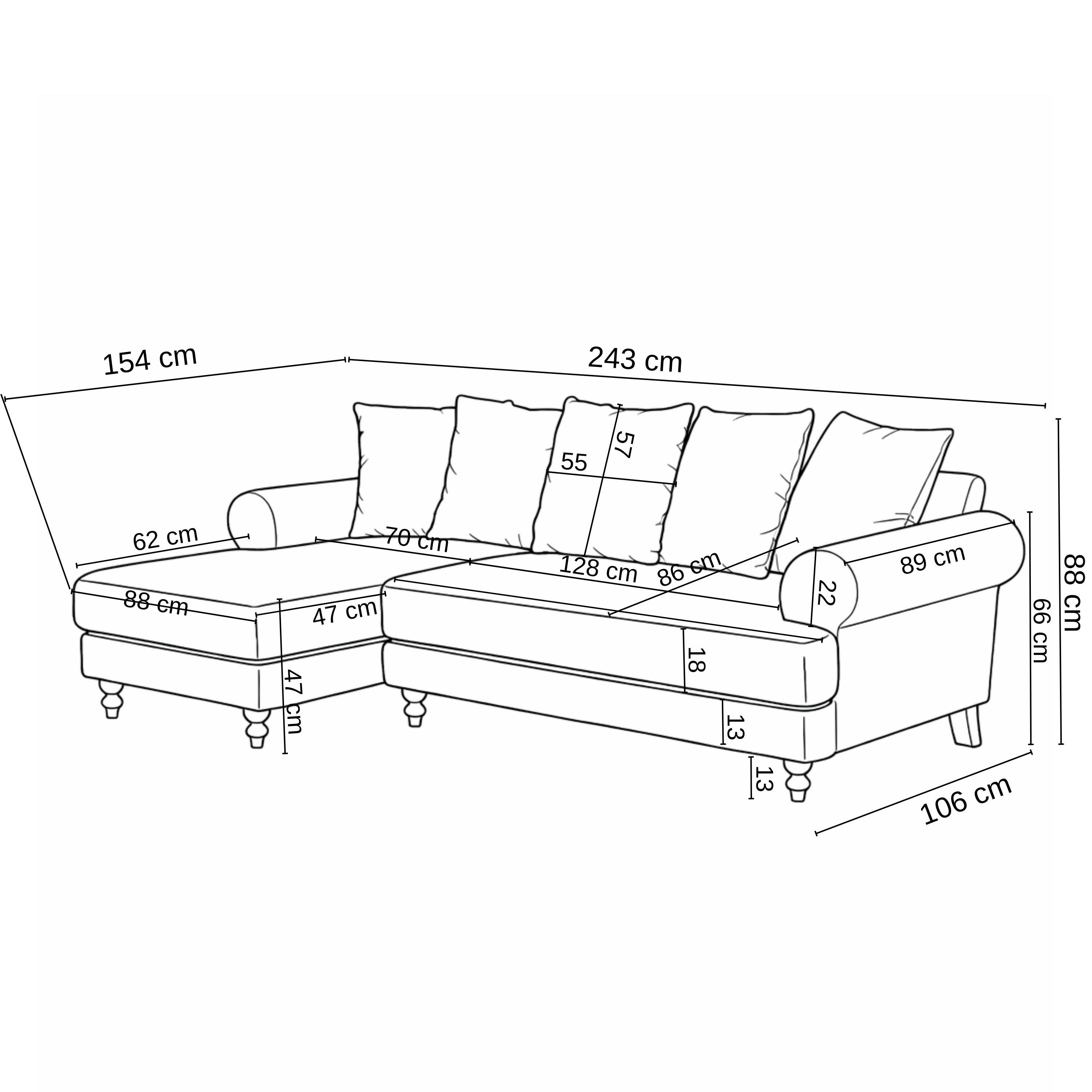 Biege Chenille - Biba - Freddy L Shaped Corner Chenille Sofa - 6