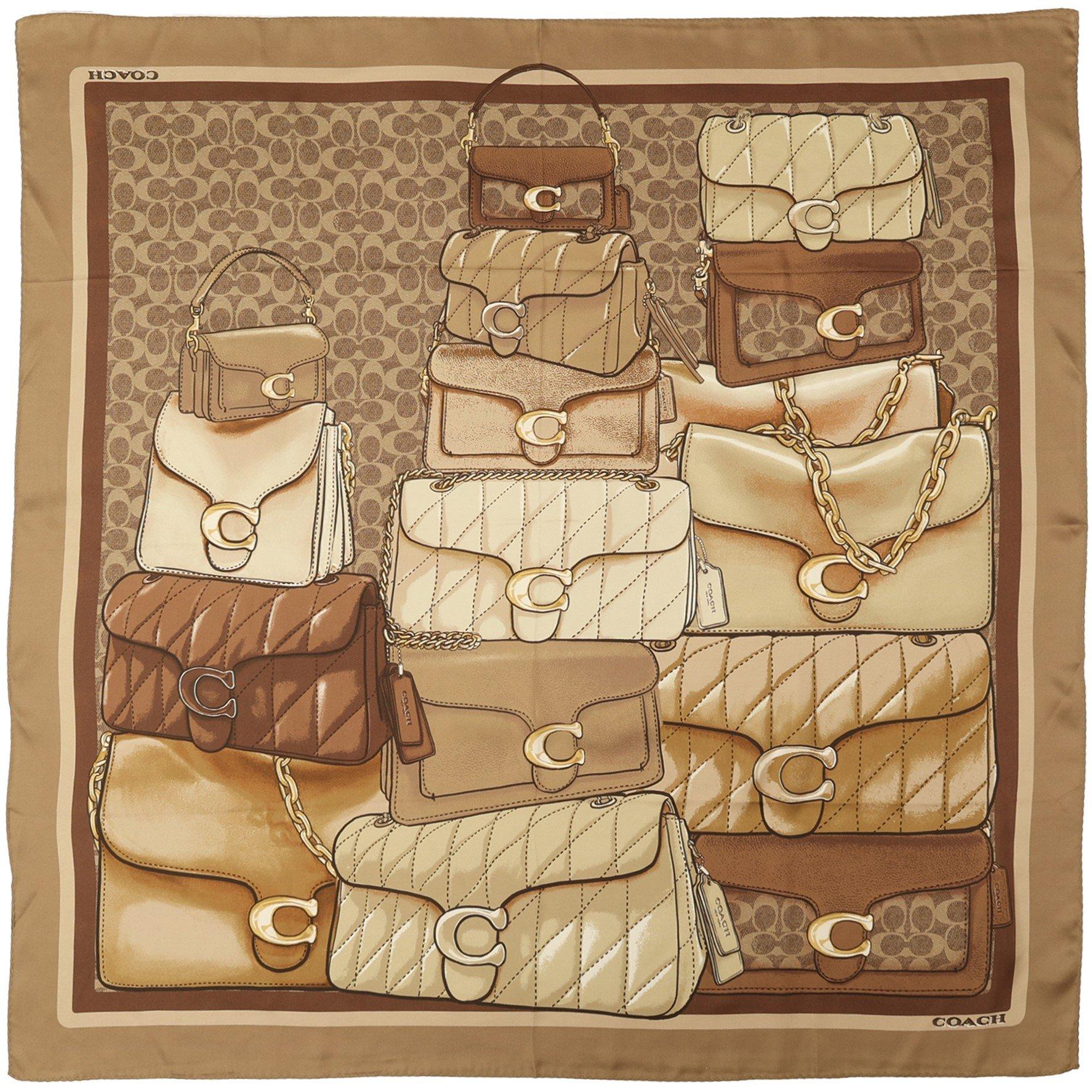 tan - Coach - Stacked Tabby Printed Silk Square - 1