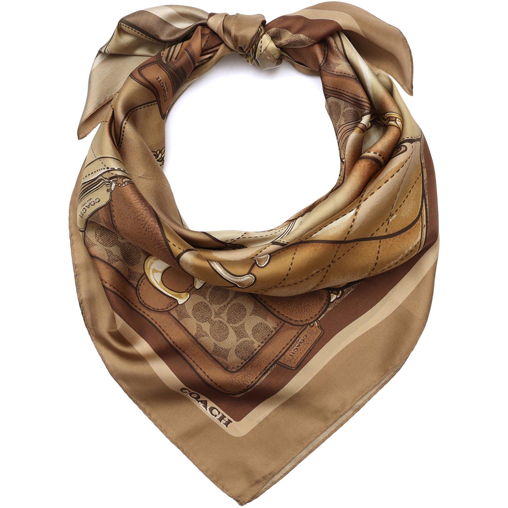 tan - Coach - Stacked Tabby Printed Silk Square - 3