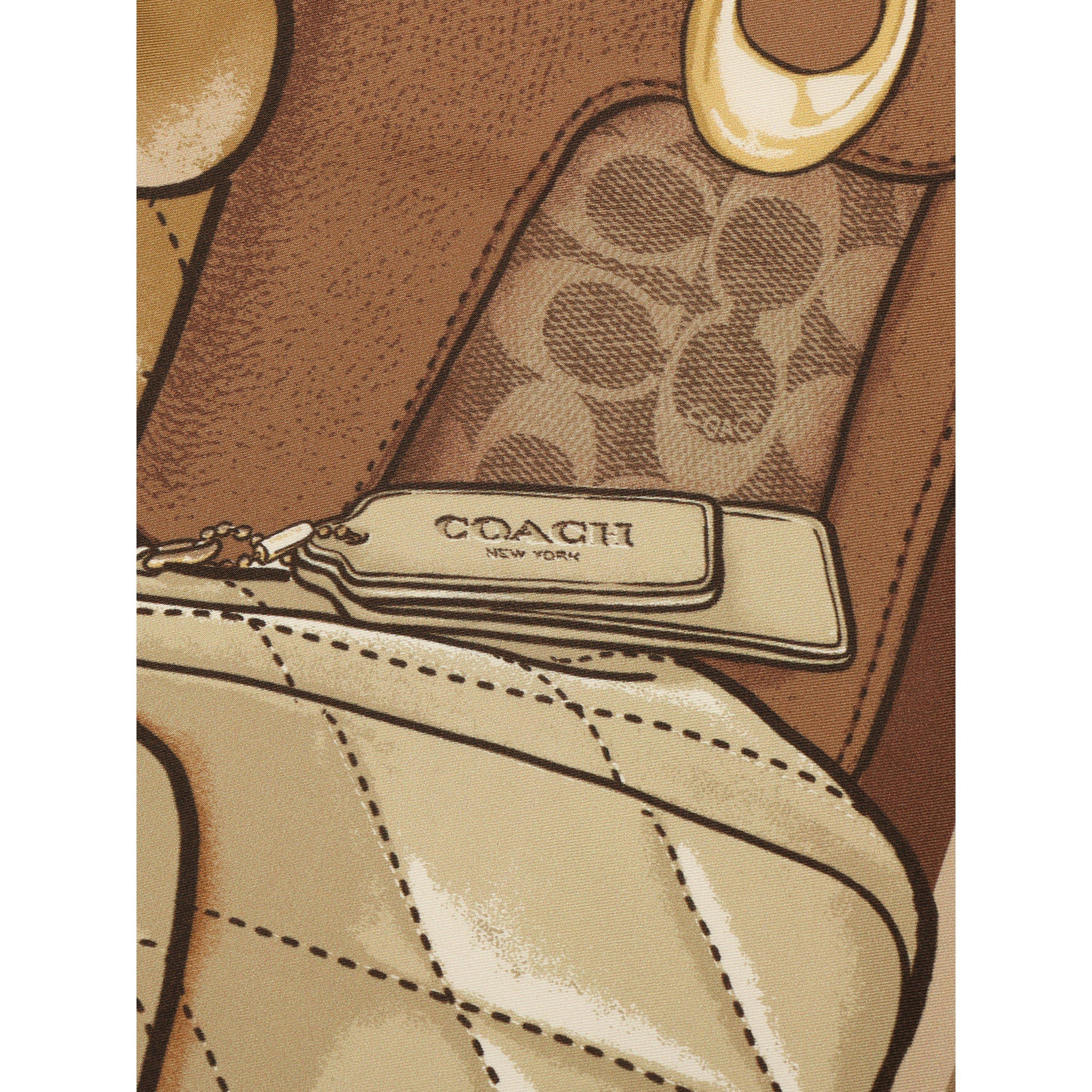 tan - Coach - Stacked Tabby Printed Silk Square - 4