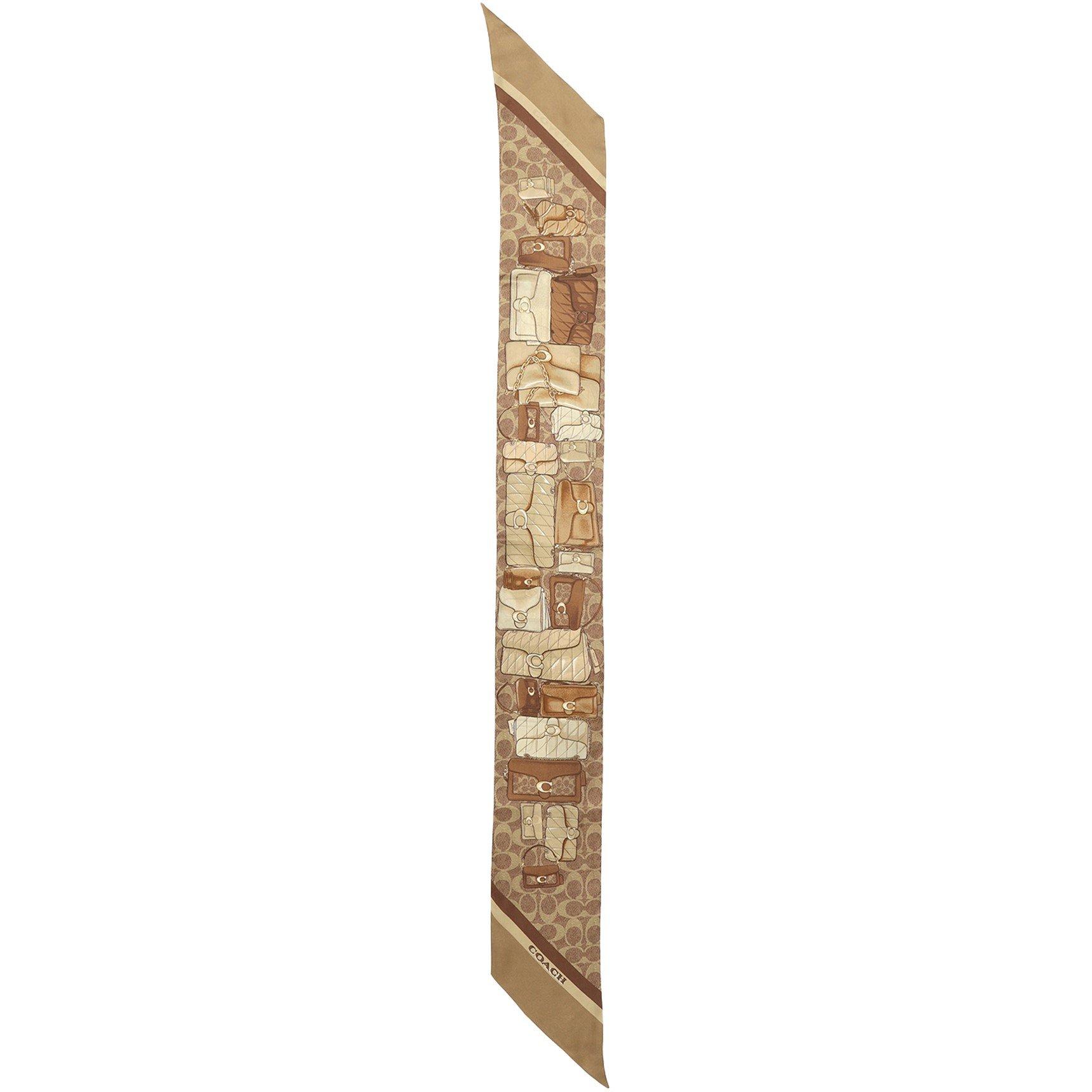 tan - Coach - Stacked Tabby Printed Wide Silk Skinny - 1