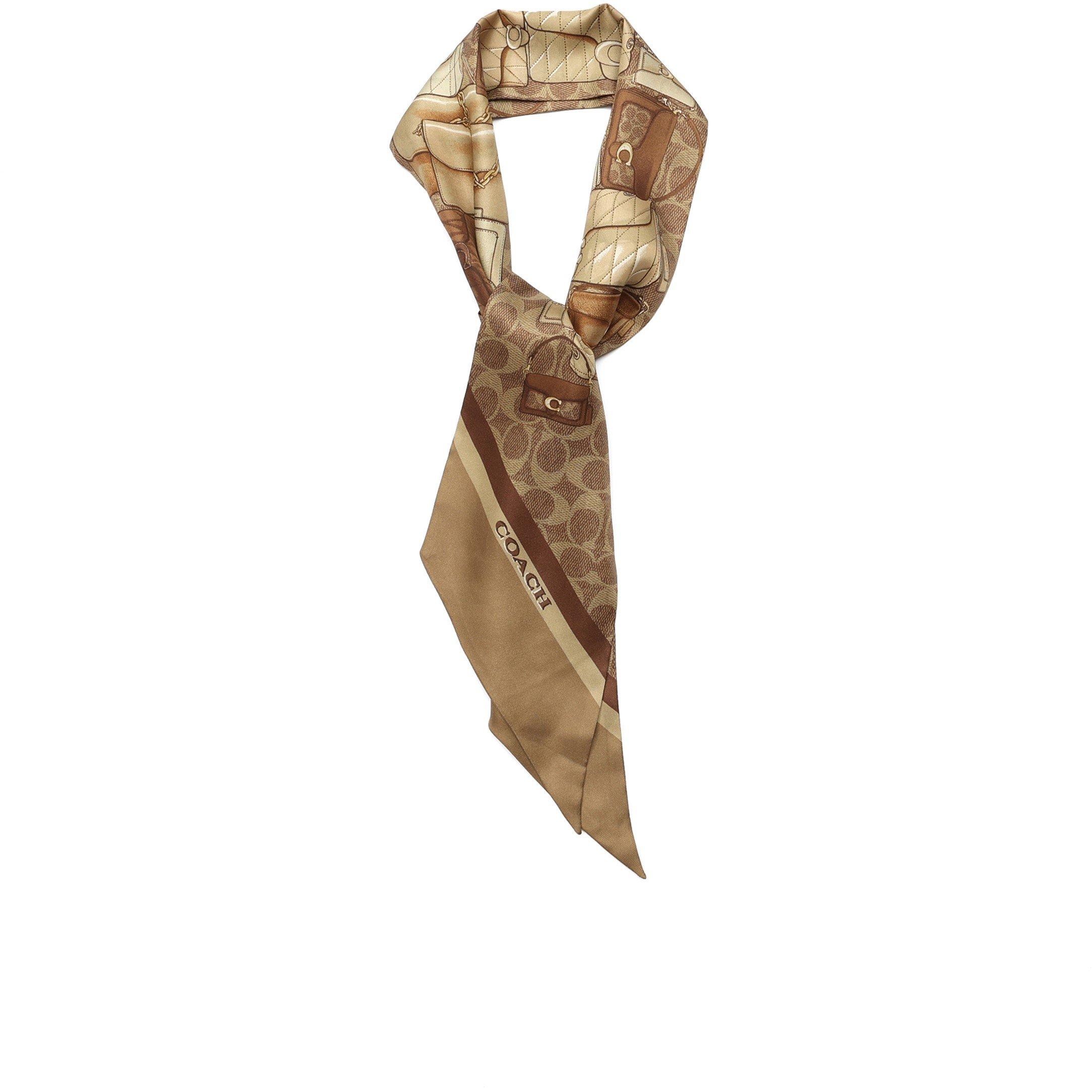 tan - Coach - Stacked Tabby Printed Wide Silk Skinny - 2