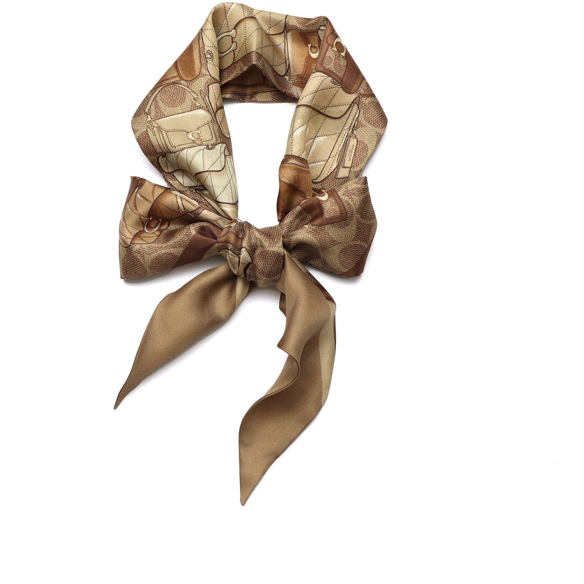 tan - Coach - Stacked Tabby Printed Wide Silk Skinny - 3