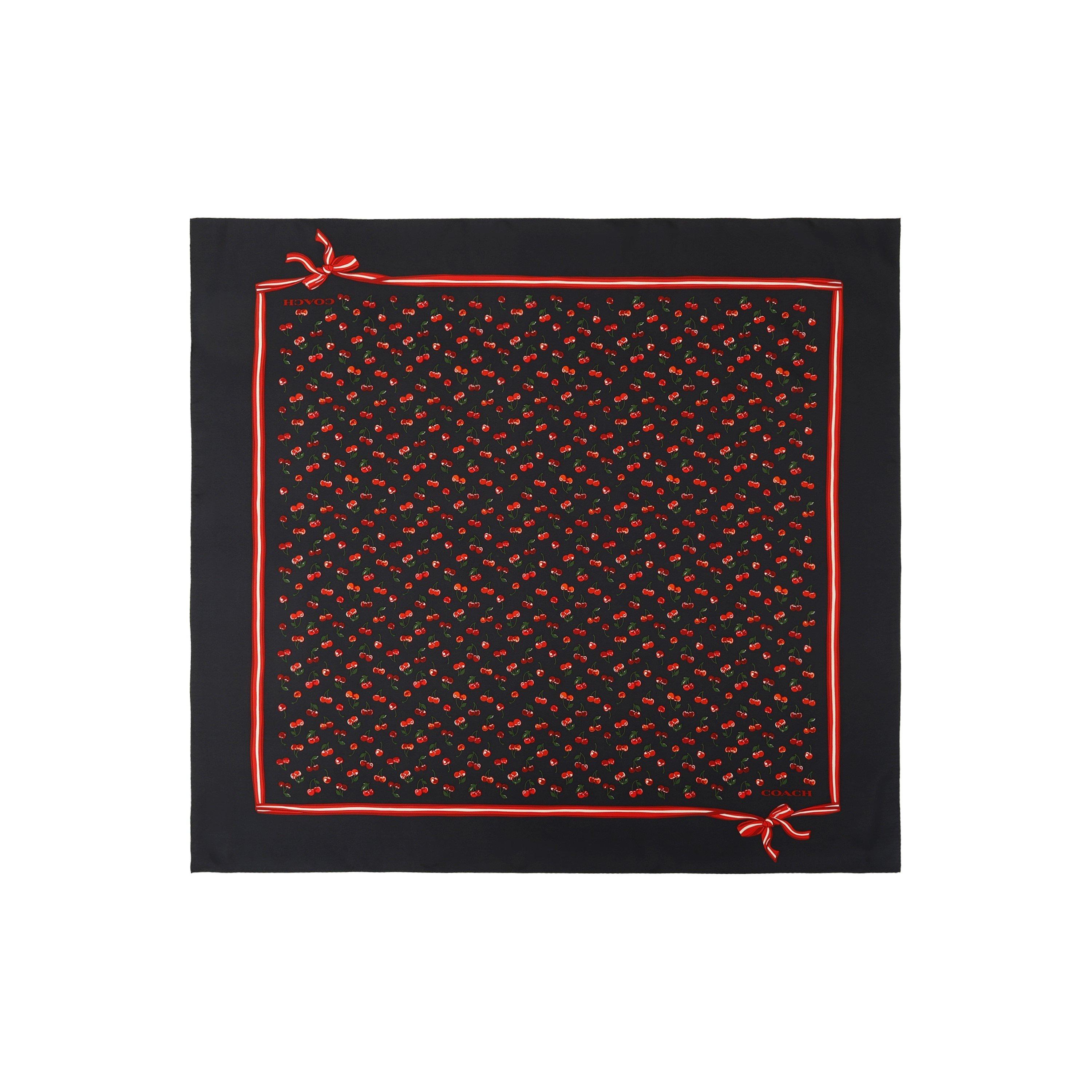 navy multi - Coach - Womens Cherry Mix Printed Silk Square and Skinny Scarf Gift Set - 1