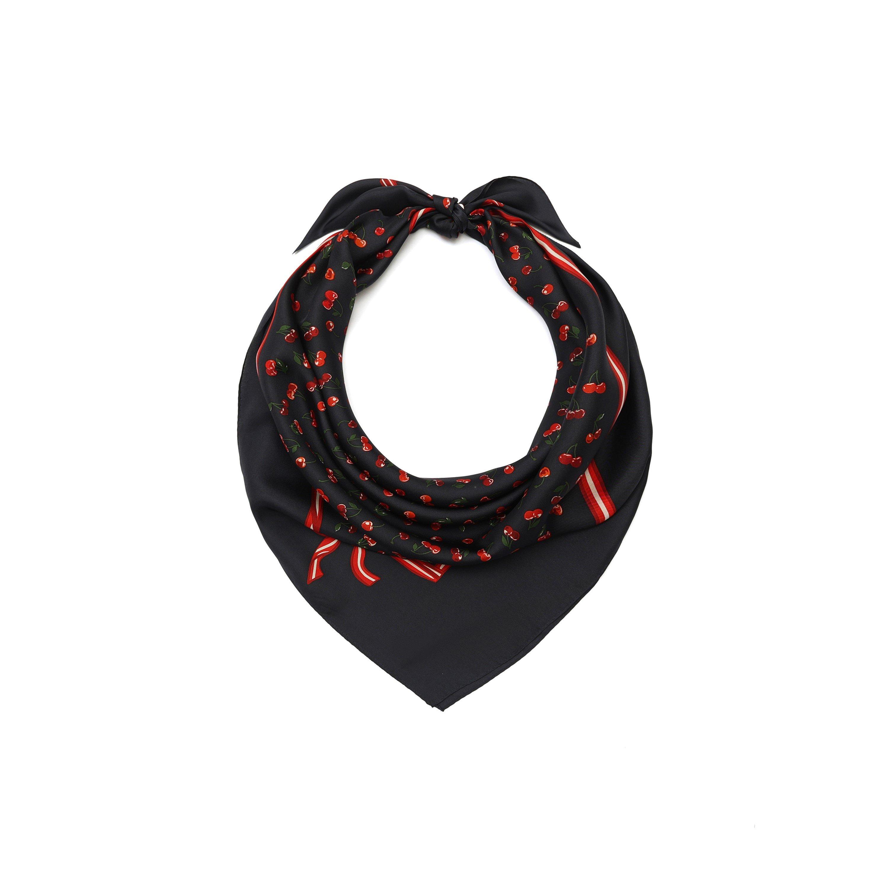 navy multi - Coach - Womens Cherry Mix Printed Silk Square and Skinny Scarf Gift Set - 3