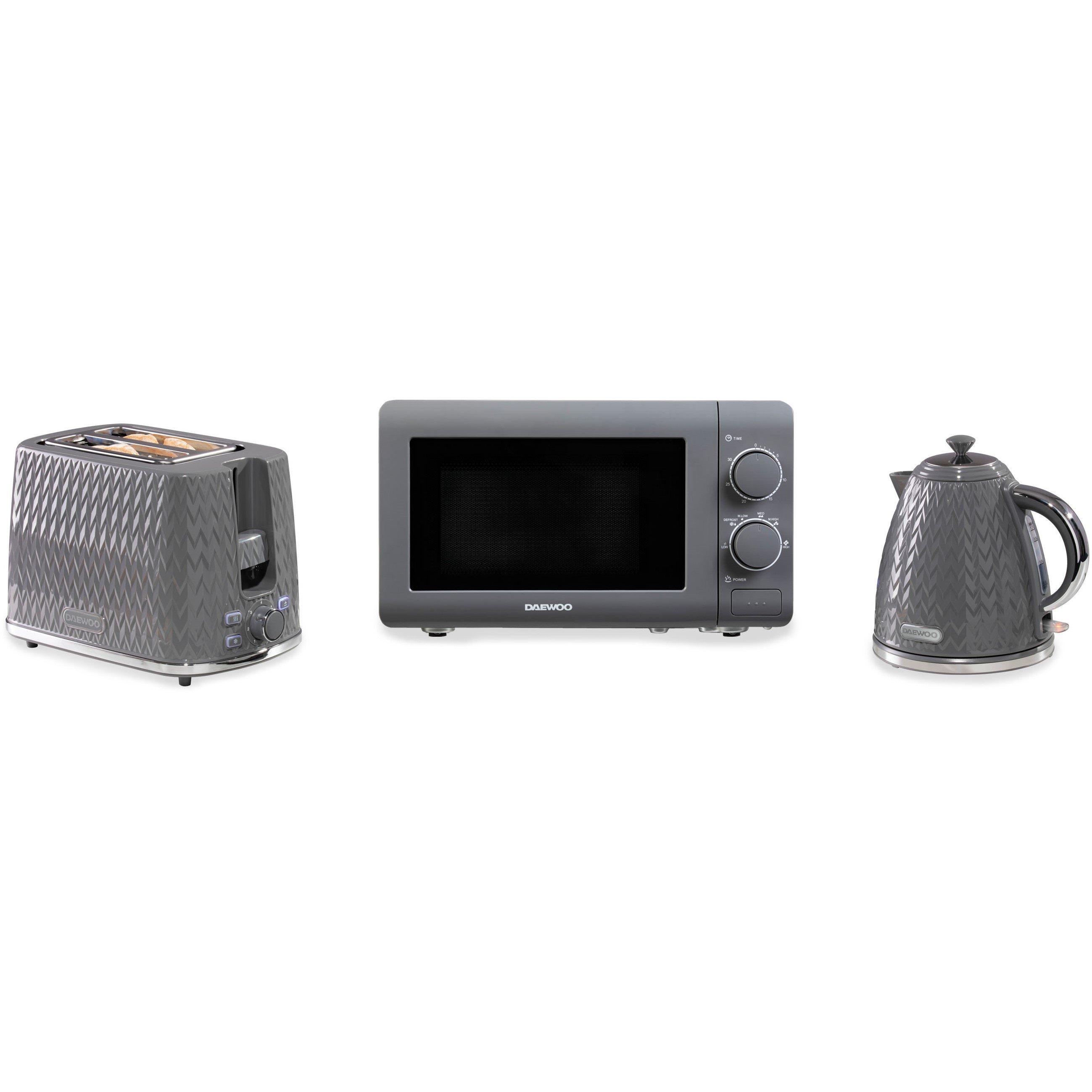 Daewoo Electricals  Argyle Kettle Toaster & Microwave Grey - 1