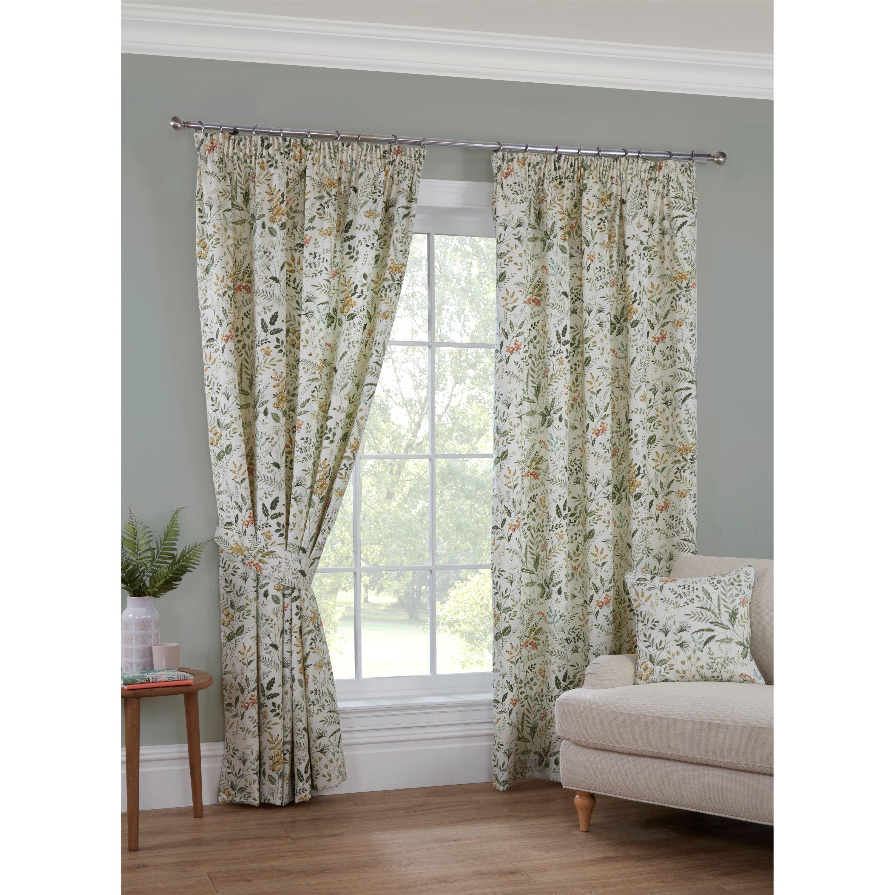 Sundour  - Cleo Floral Pencil Pleat Curtains - Willow - 66x90 In