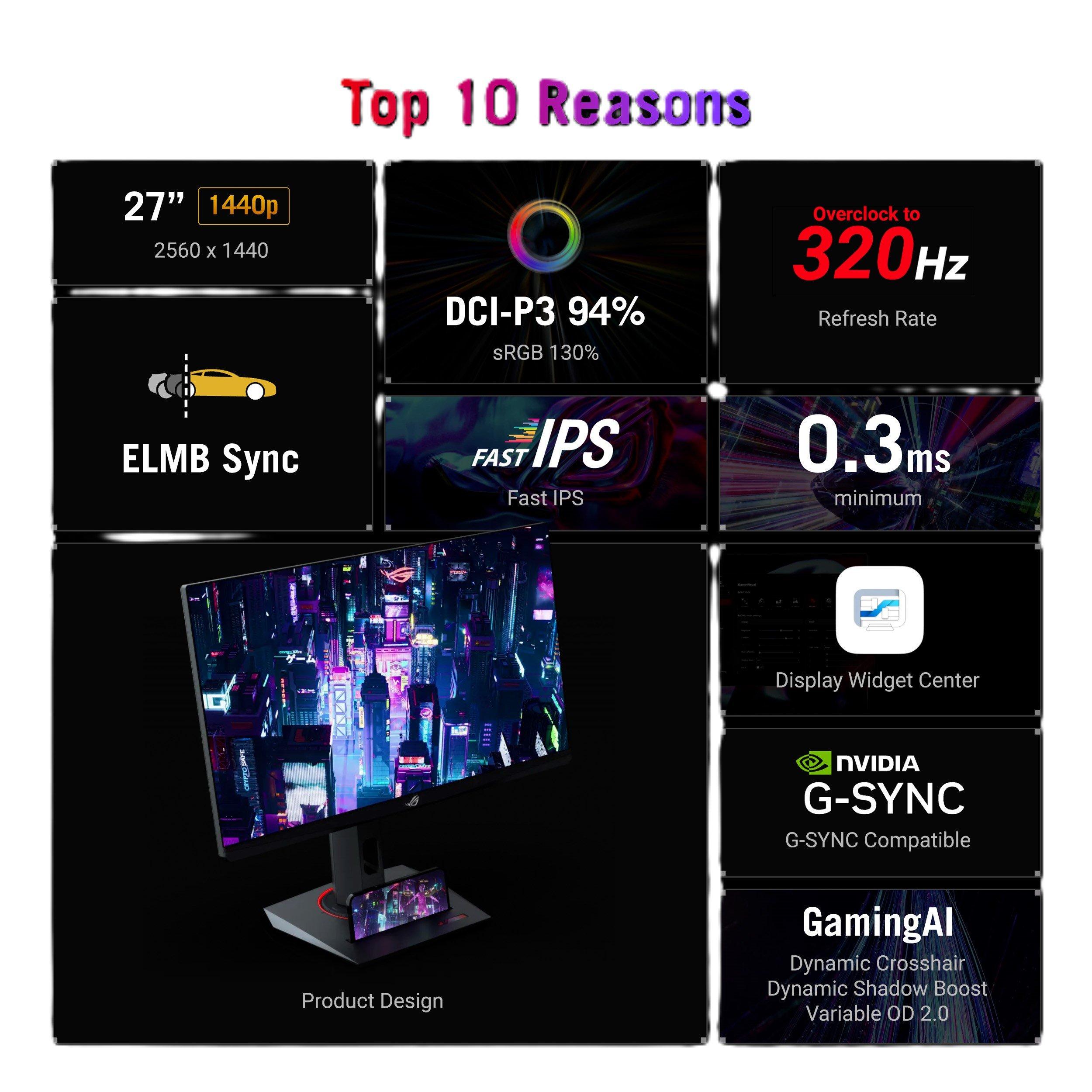 Black - ASUS - ASUS ROG Strix XG27ACMS 27 inch 320Hz Gaming Monitor - 6