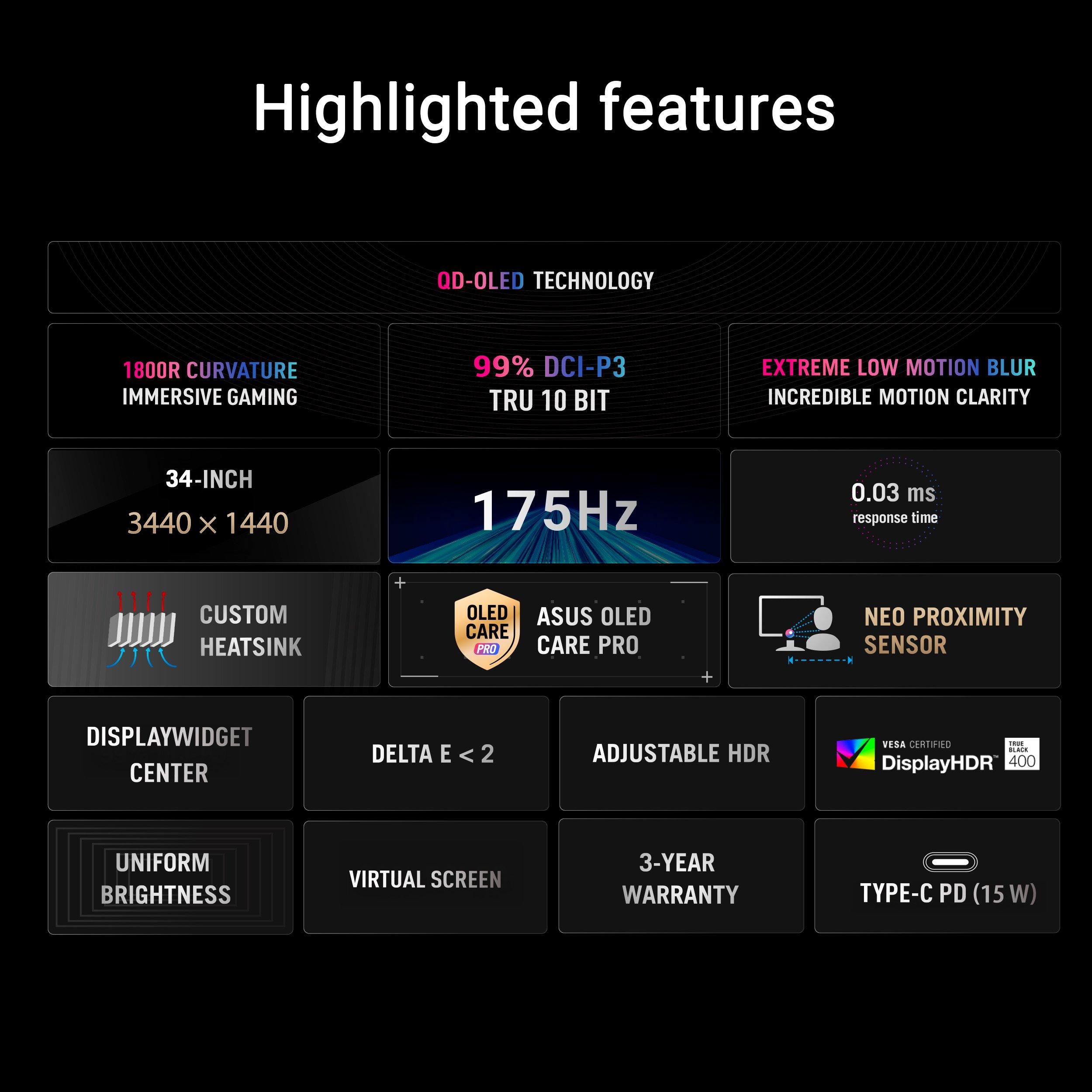 Black - ASUS - ASUS ROG Strix OLED XG34WCDG 34 inch QD-OLED Monitor - 9