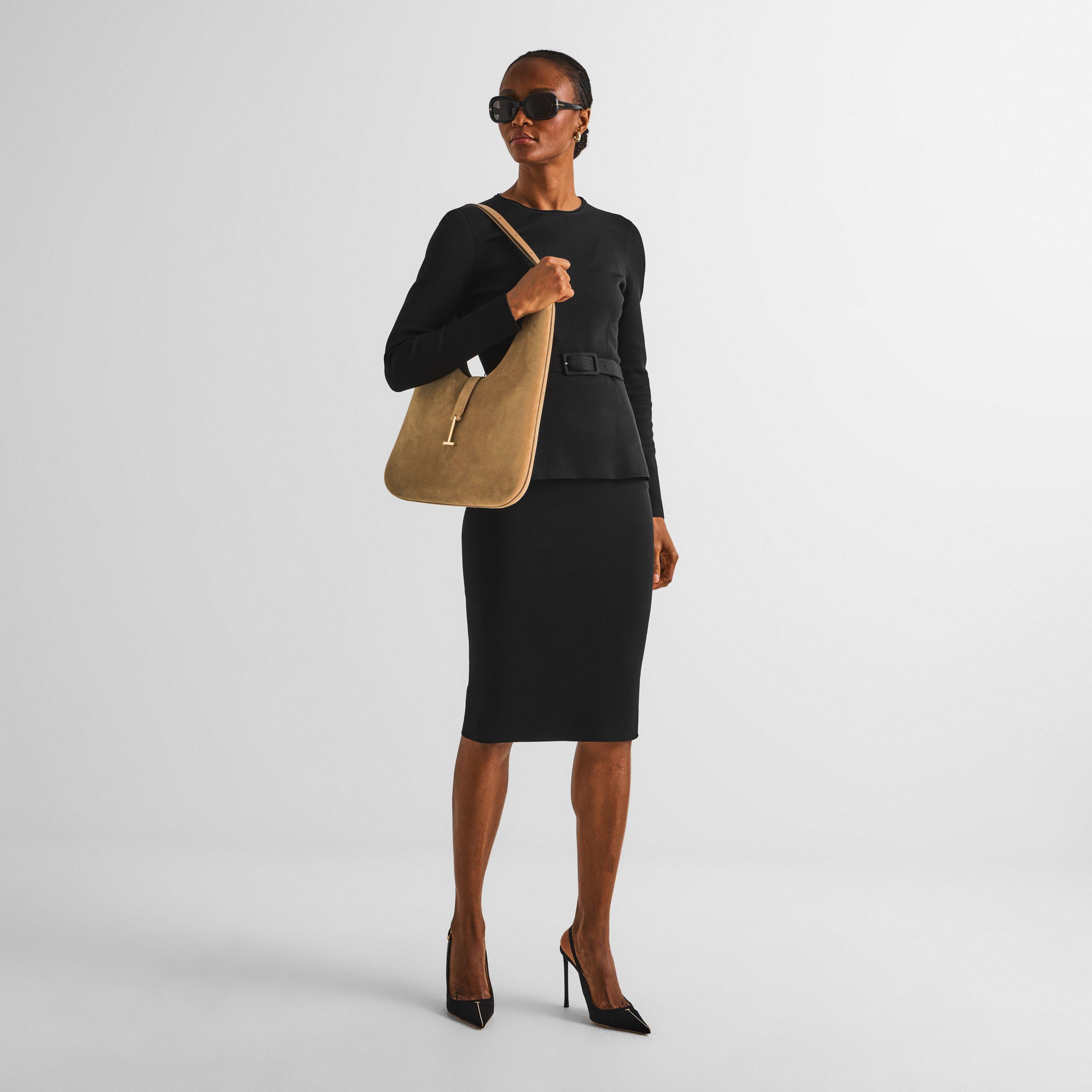 Amphora - Tom Ford - Women's Hanging T Medium Suede Shoulder Bag - 6